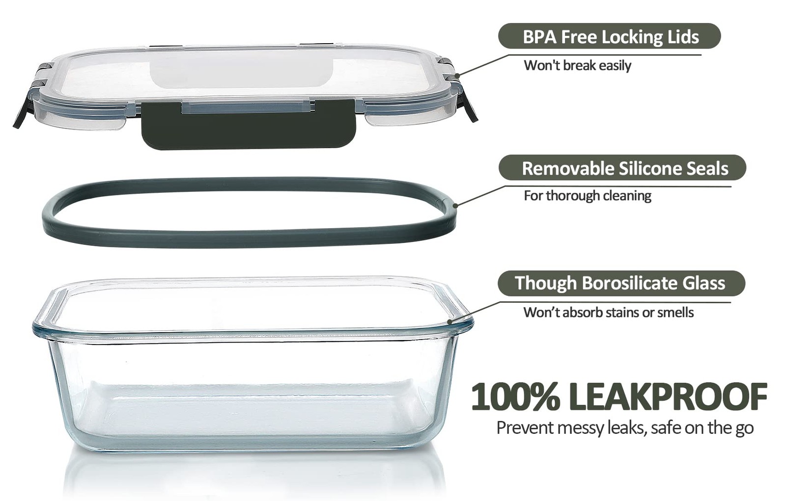 M MCIRCO 10Pack Glass Food Storage Container with Lids, Airtight Lunch Bento …