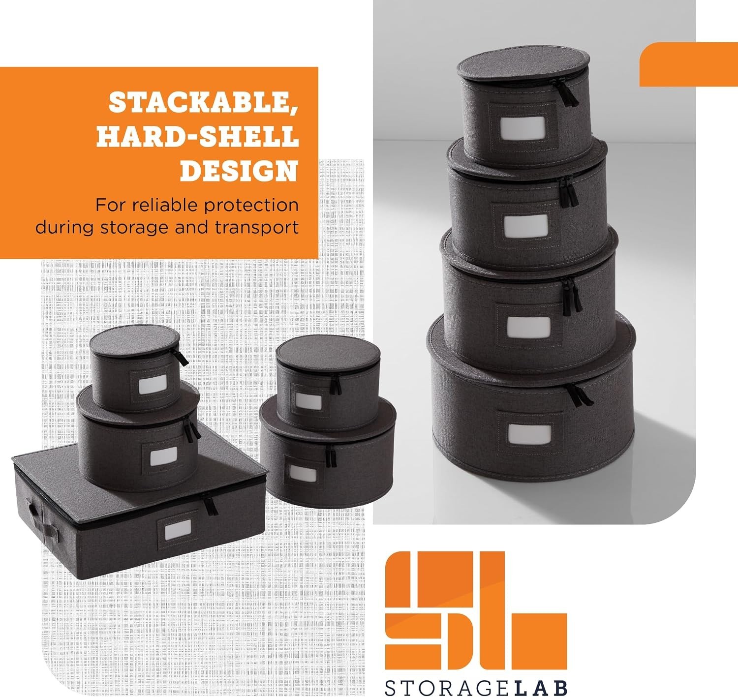 Durable Hard Shell China Storage Containers – 5-Piece Set for 12 Place Settings