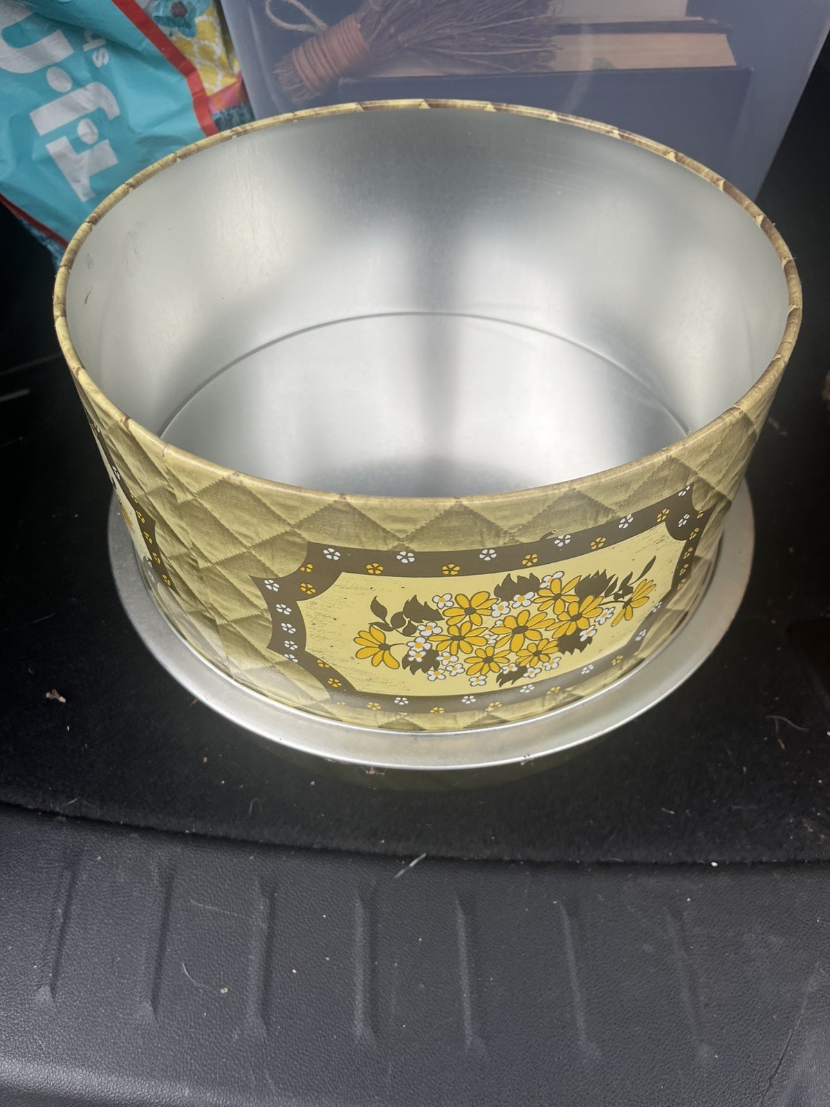 Vintage Triple Decker Food Carrier by J.L. Clark Daisies Flowers Yellow