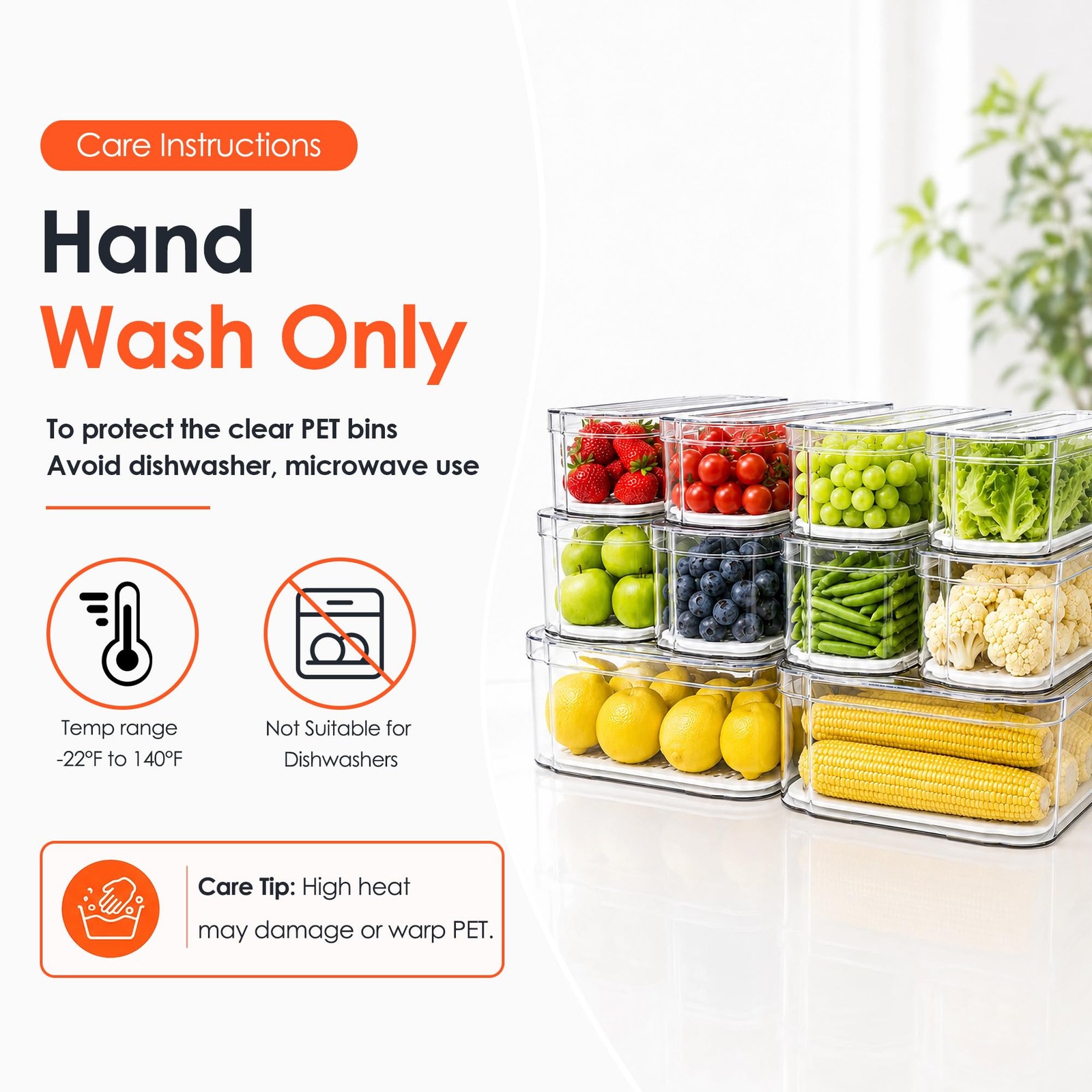 SMRCAD 10-Pack Clear Lidded Organizer Bins for Fridge, Pantry Food Storage