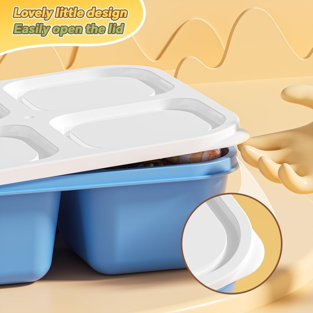 Juego de 6 recipientes reutilizables para refrigerios, con 3 y 4 compartimentos