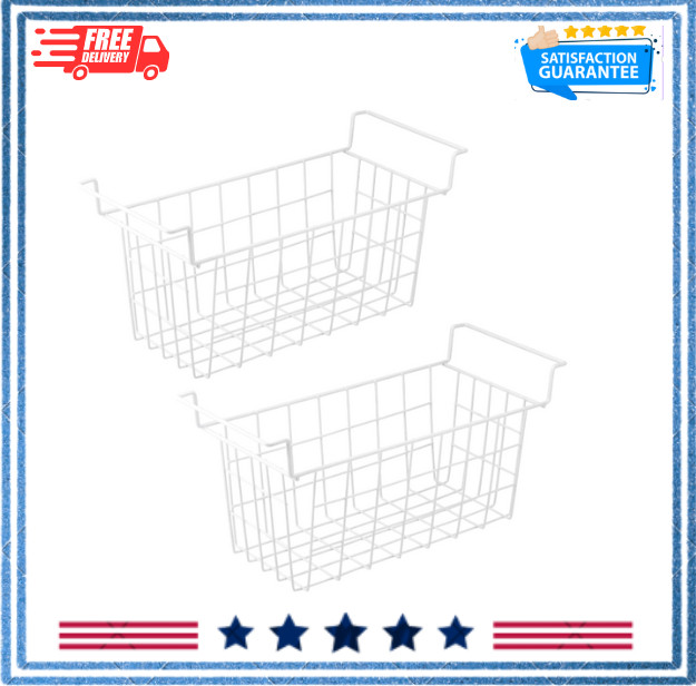 2 Pack 17.5″ Freezer Organizer Bins, Metal Wire Storage Baskets for Chest Freeze