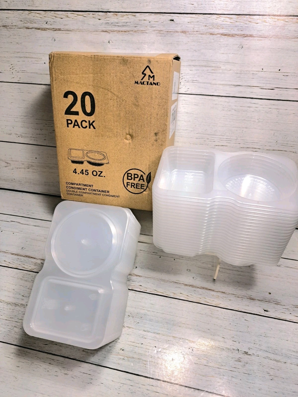 Condiment Container with Lid 20 Sets Disposable Double Compartment Plastic…