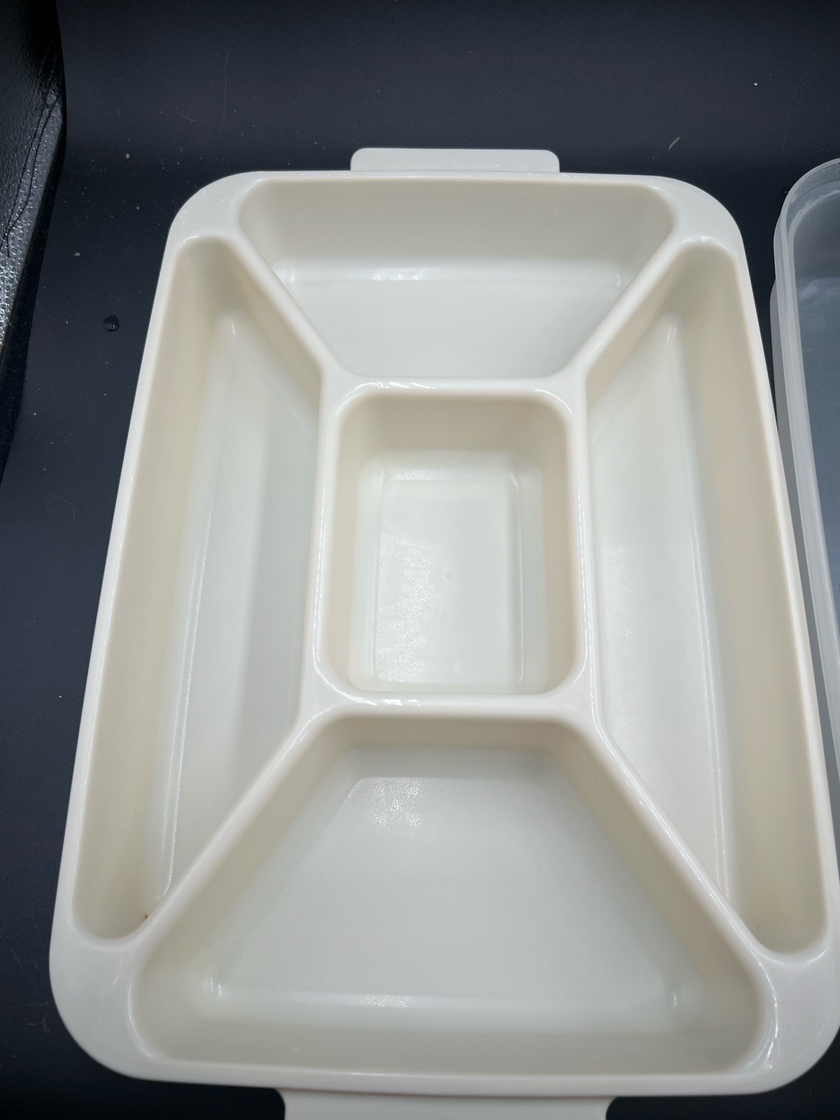 VTG Rubbermaid Servin Saver Almond #0833 Divided Tray & Lid
