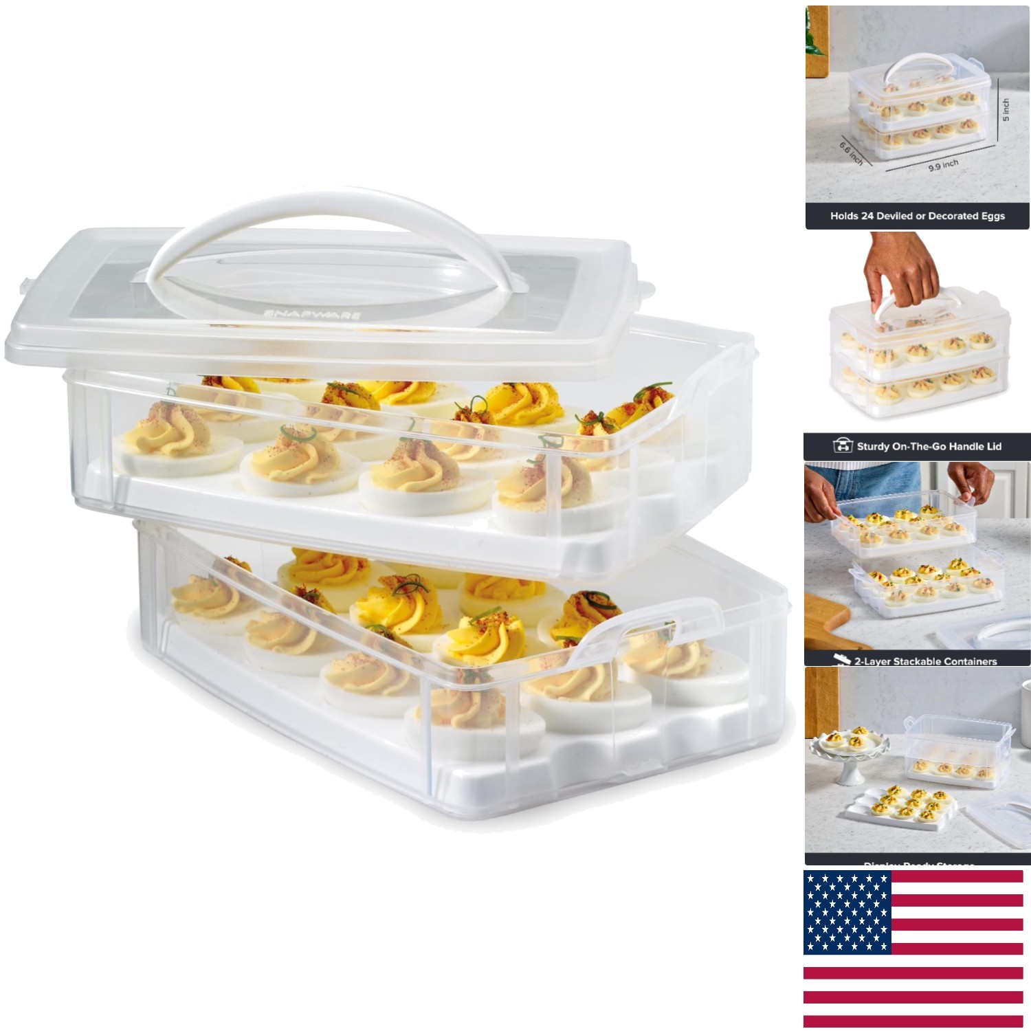 Stylish 2-Layer Egg Holder Carrier – Safe for Freezer, Dishwasher, and Microwave