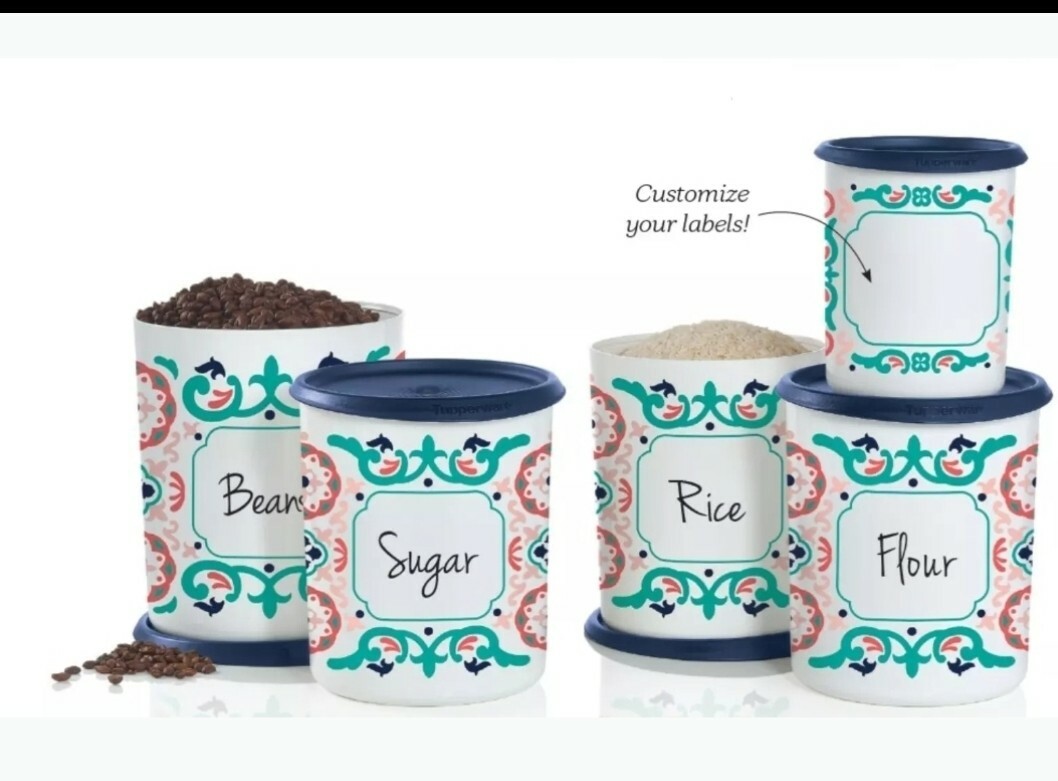 Tupperware Canisters One Touch, Ingredients. 5pc Set New!