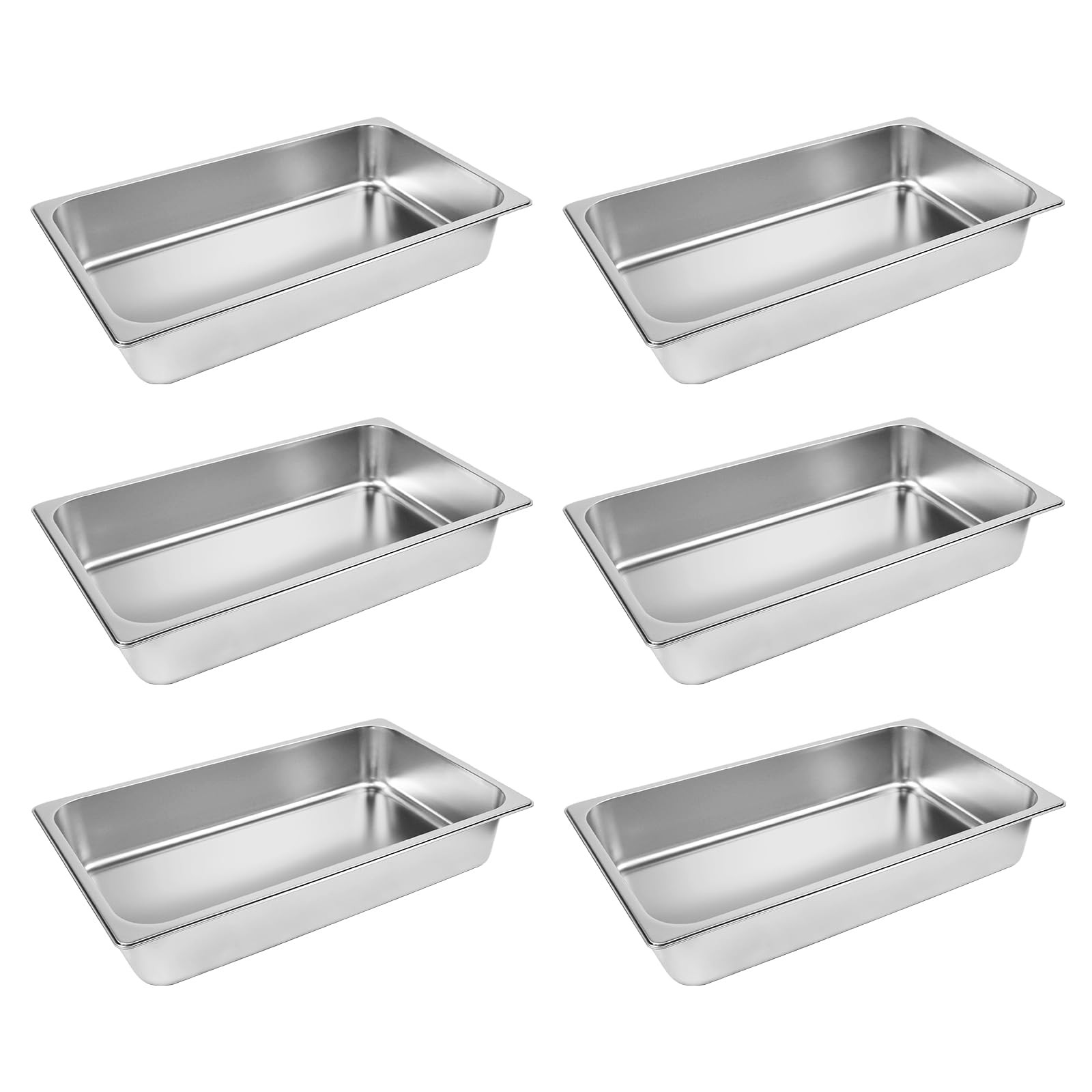 6 Pack Hotel Pans, 1/1 Size 4″ Deep Stainless Steel Trays for Food, 20.8″ L x…