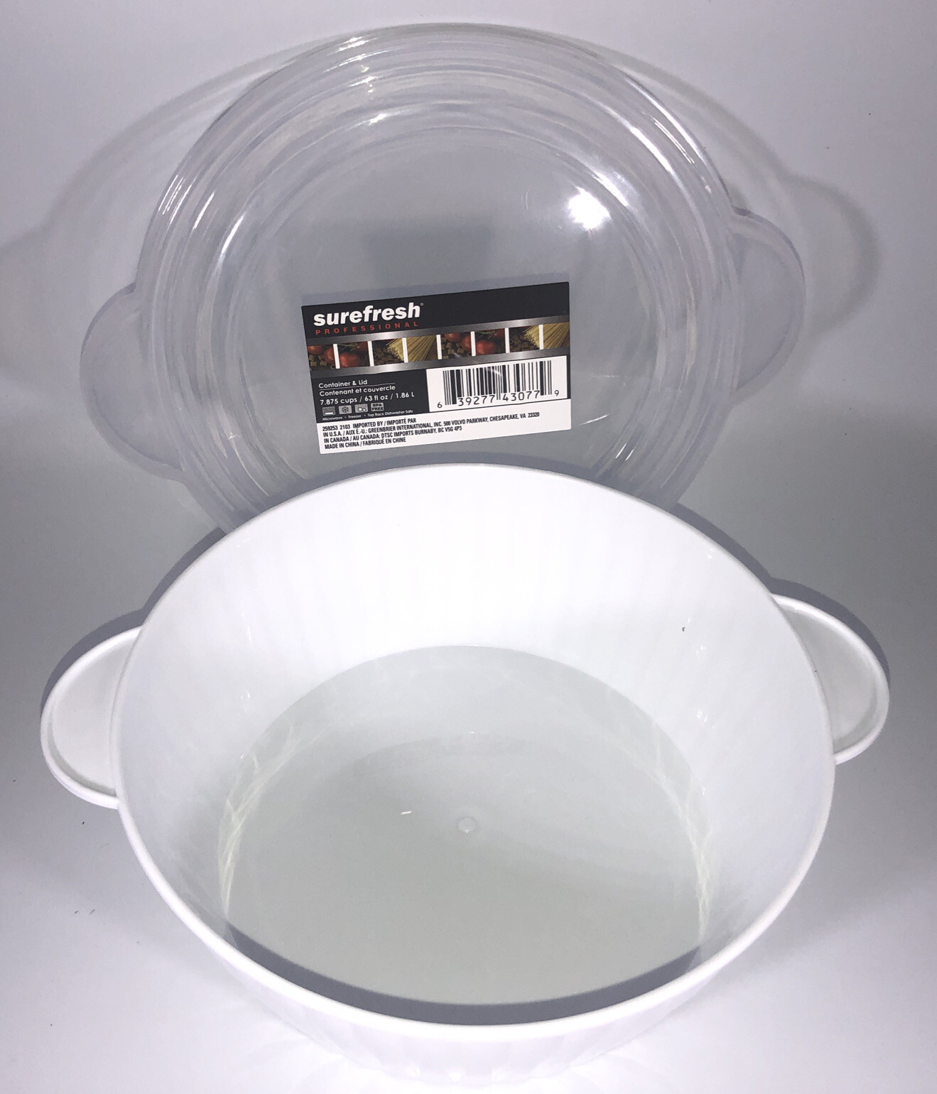 2pcs Surefresh 7.87 Cup Microwavable Casserole Round Plastic Container & Lid-NEW