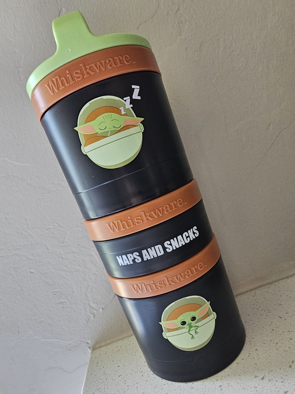 WHISKWARE Star Wars Snack Container Grogu Baby Yoda “Naps and Snacks” 3 Tier