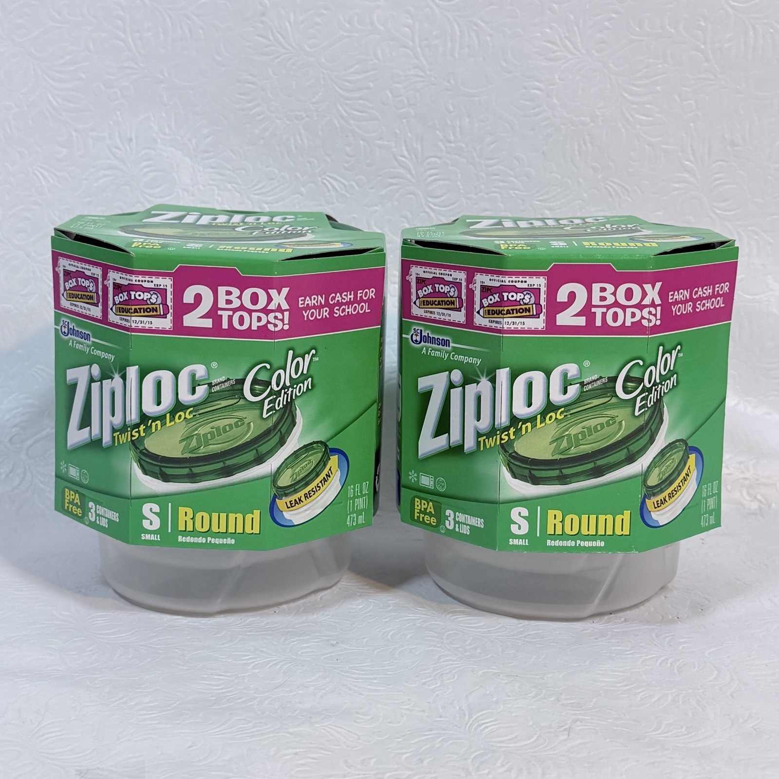 2 packs ZIPLOC Twist n Loc Limited Edition Color Green 16oz 3ct Round Containers