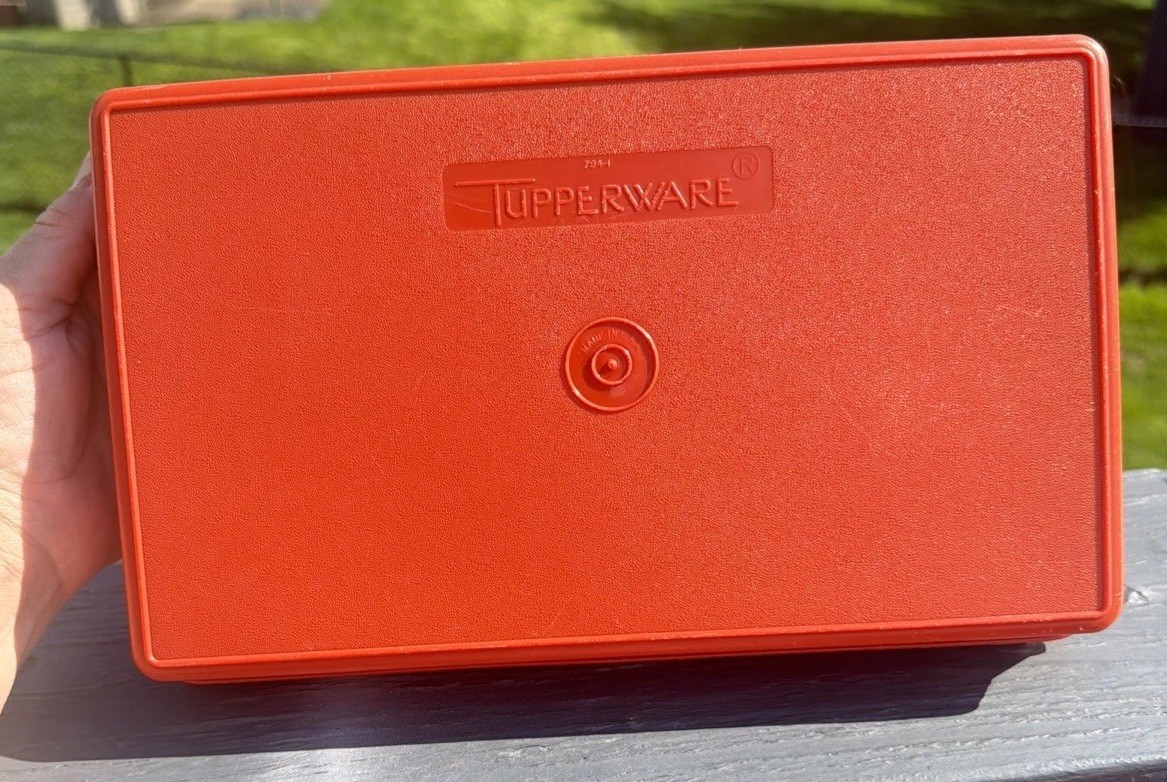 Vintage Tupperware Rectangle Container Paprika Sheer Lid 794-1 Cold Cut Meat 11”