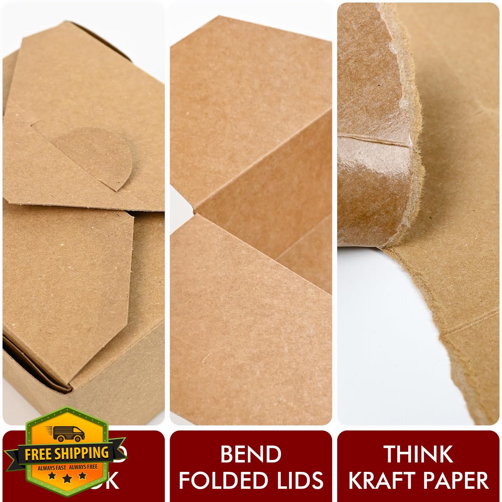 EcoDispose 71oz Kraft Take Out Boxes 200 Pcs
