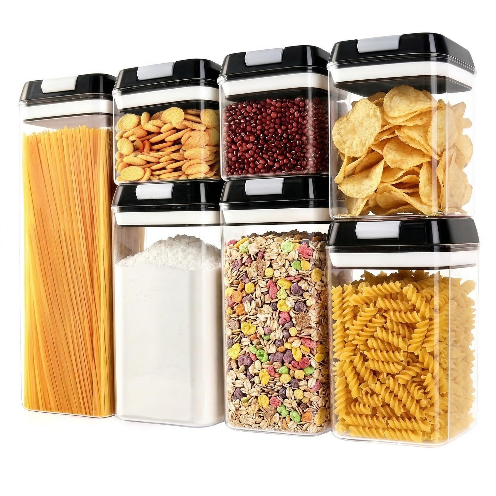 Airtight Food Storage Containers 7 Pcs, BPA-Free Kitchen Canisters with Intru…