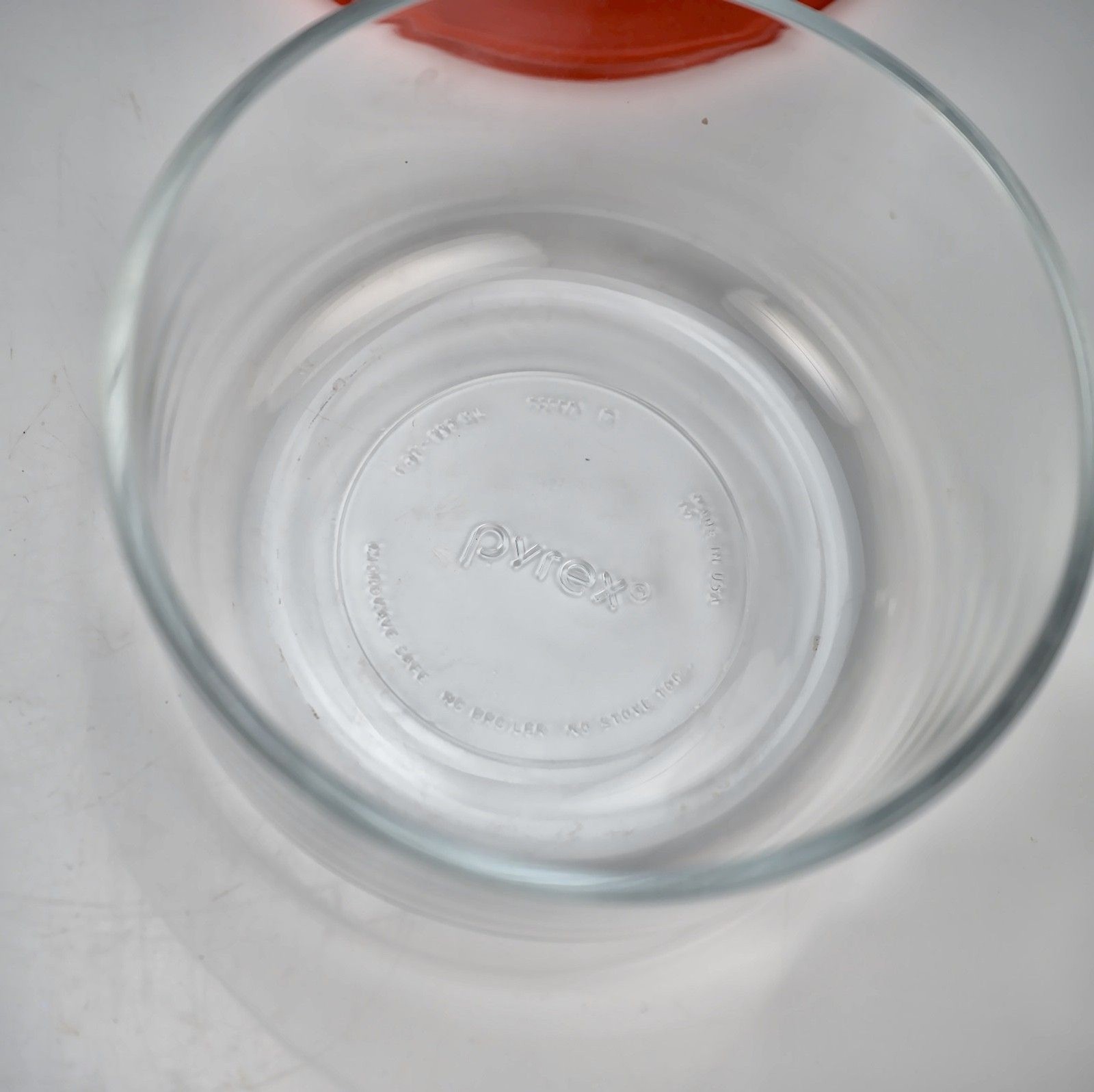 Pyrex Clear Glass Round Food Storage Containers with Orange Lids Set of 2 4203