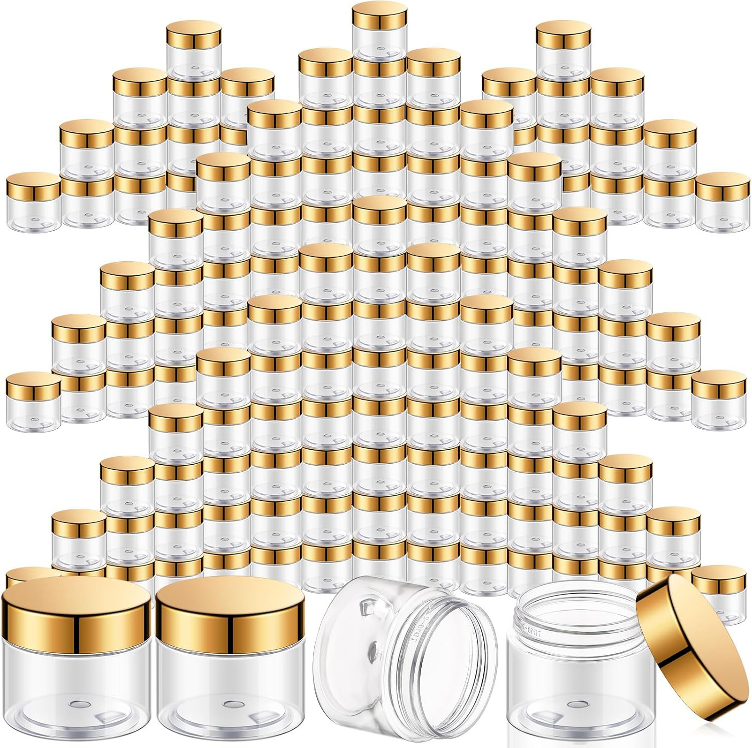 100 Gold Plastic Jars 4 Oz with Lids for Lotion, Cream & Travel Storage