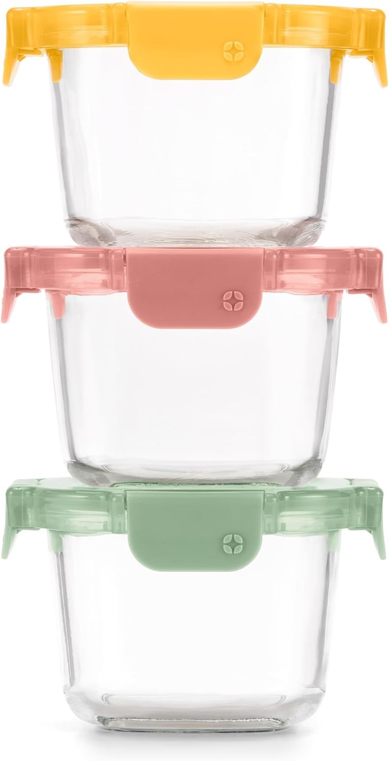 Ello Color Lock 2 Cup 6PC, 3 Pack Glass Meal Prep 3 x 2 cups, Desert Festival