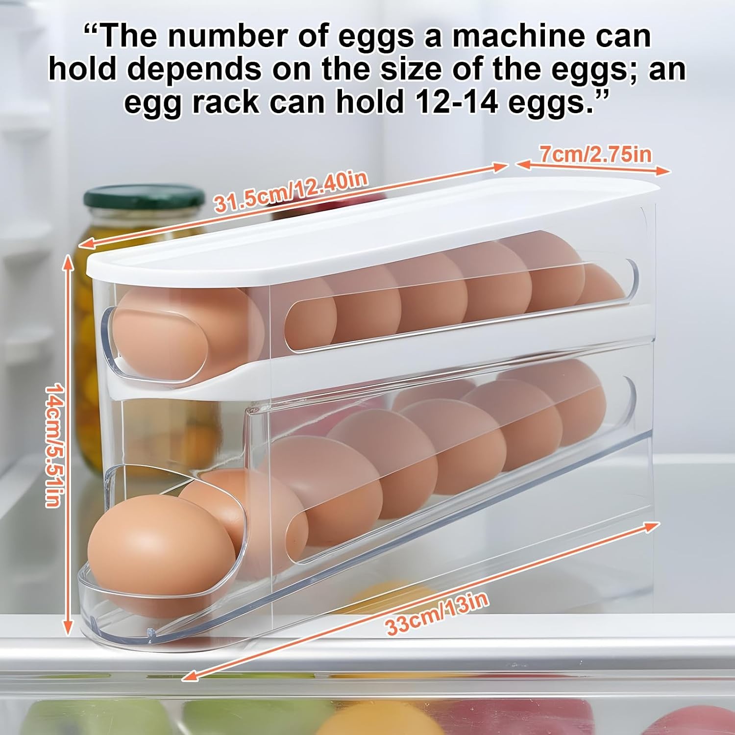 2 Pack Egg Dispenser for Refrigerator 4 Floors Eggs Holder for Fridges Auto R…