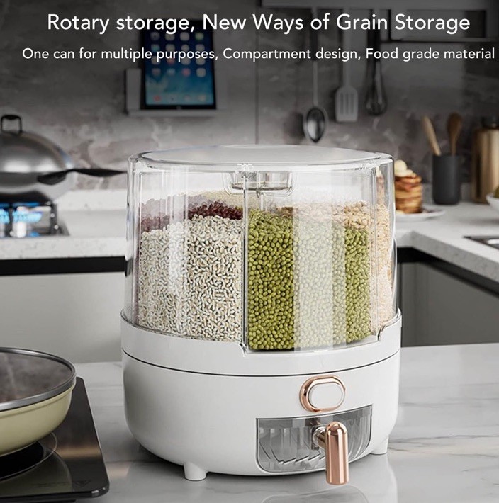 Cereal Dispenser Large Capacity 6 Compartments Easy to Use Removable Lid Cereal
