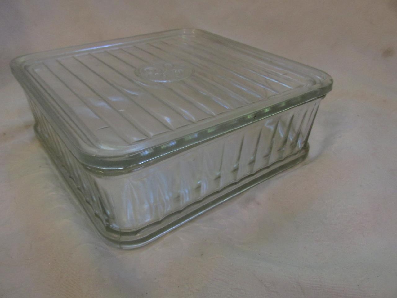 Vintage GE General Electric 8-1/2″ Sq Clear Refrigerator Dish w/Lid – EXC Cond