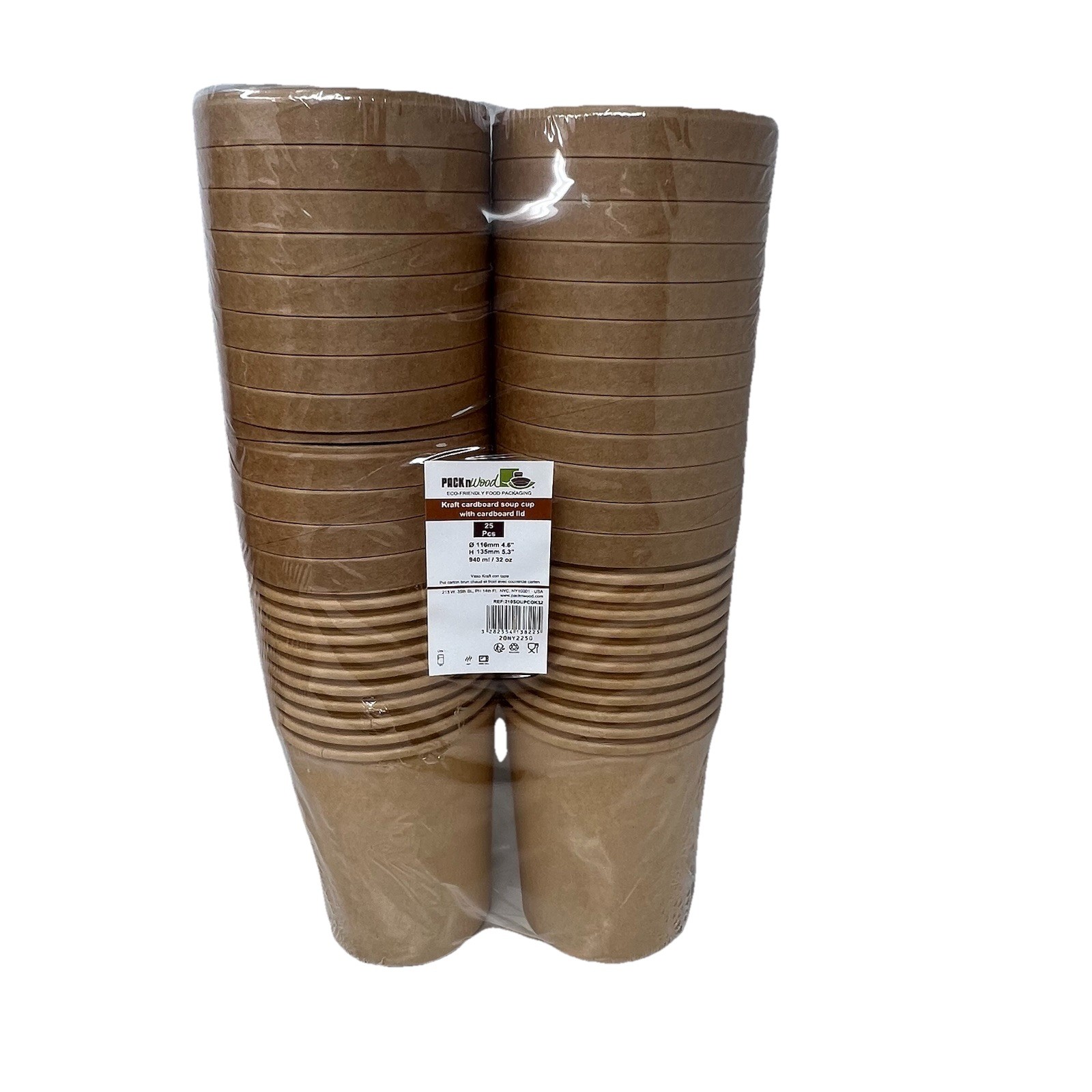 Pack N Wood 32 Oz Soup Cup Container With Lid Lot of 75 Eco-Friendly Cardboard