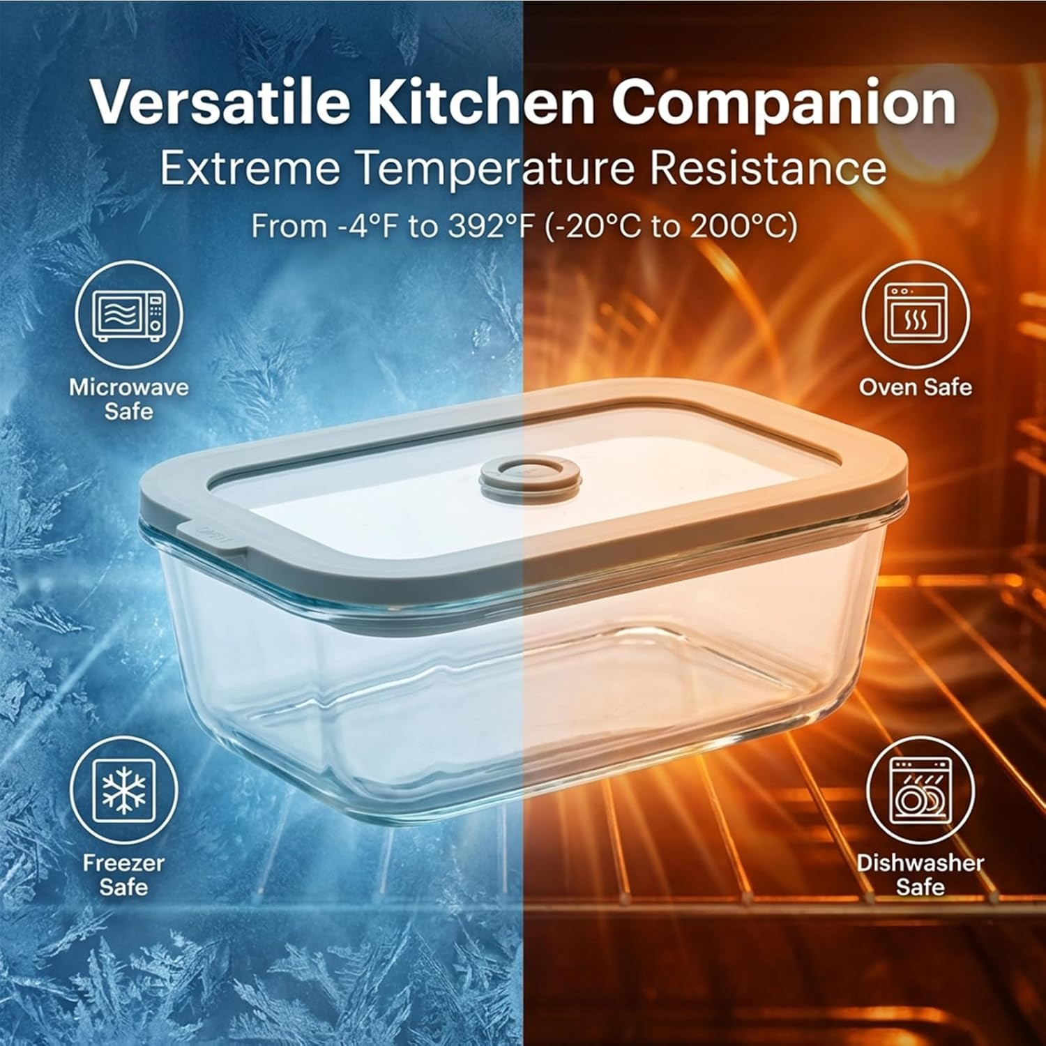 5 Pack 35 oz Glass Meal Prep Containers, Plastic-Free Glass Food Storage Contain