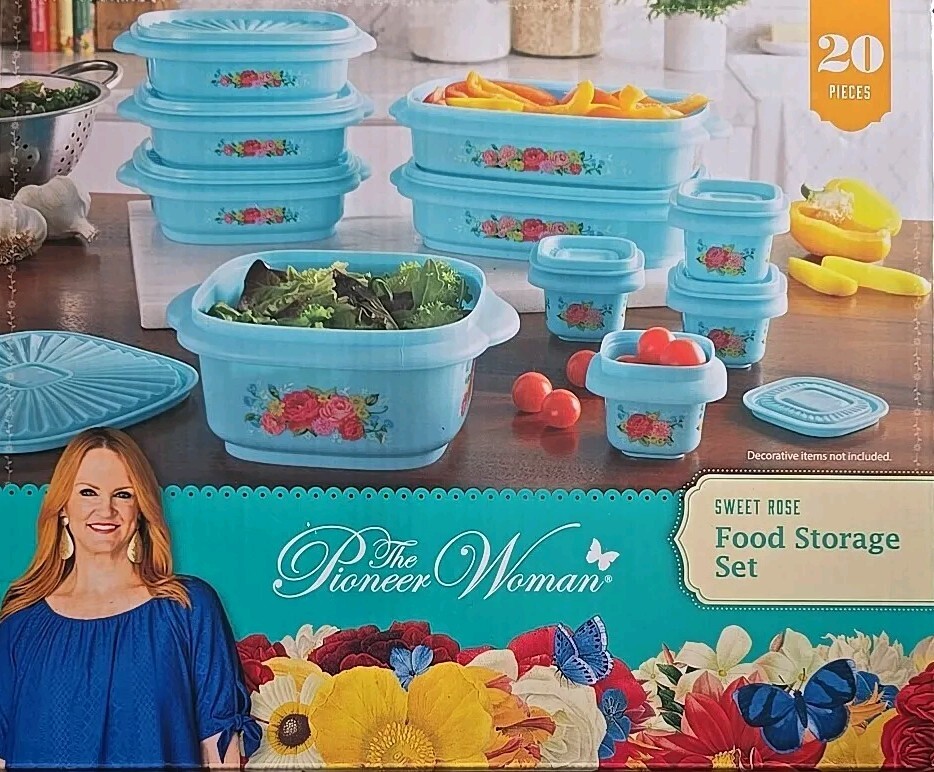 Pioneer Woman ~ Twenty (20) Piece ~ Food Storage Variety Bowl Set ~ SWEET ROSE