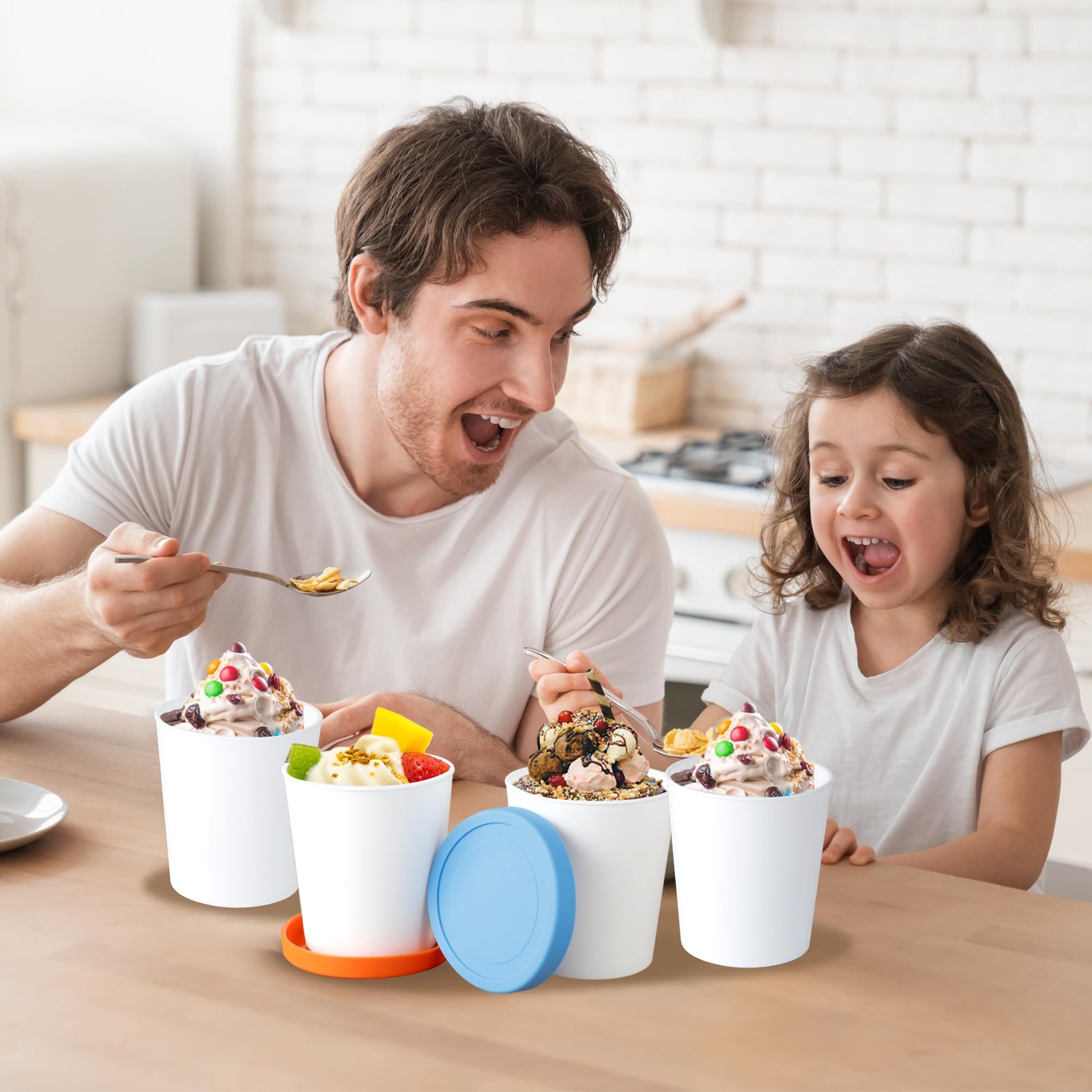 Ice Cream Containers for Homemade (4 Pack – 1 Quart Each), Reusable PP Plasti…