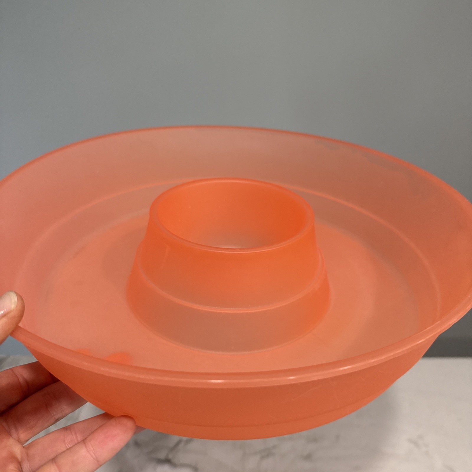 Plastic Orange Chips & Dip Veggie Tray with Clear Lid Serving Bowl 13″ by 3″