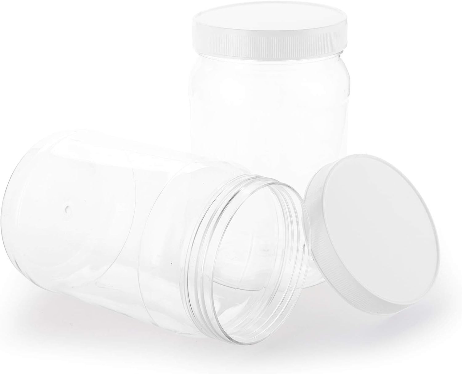 9 Pack 32 Oz Plastic Jars with Lids, Wide Mouth Clear Empty Plastic Storage Cont