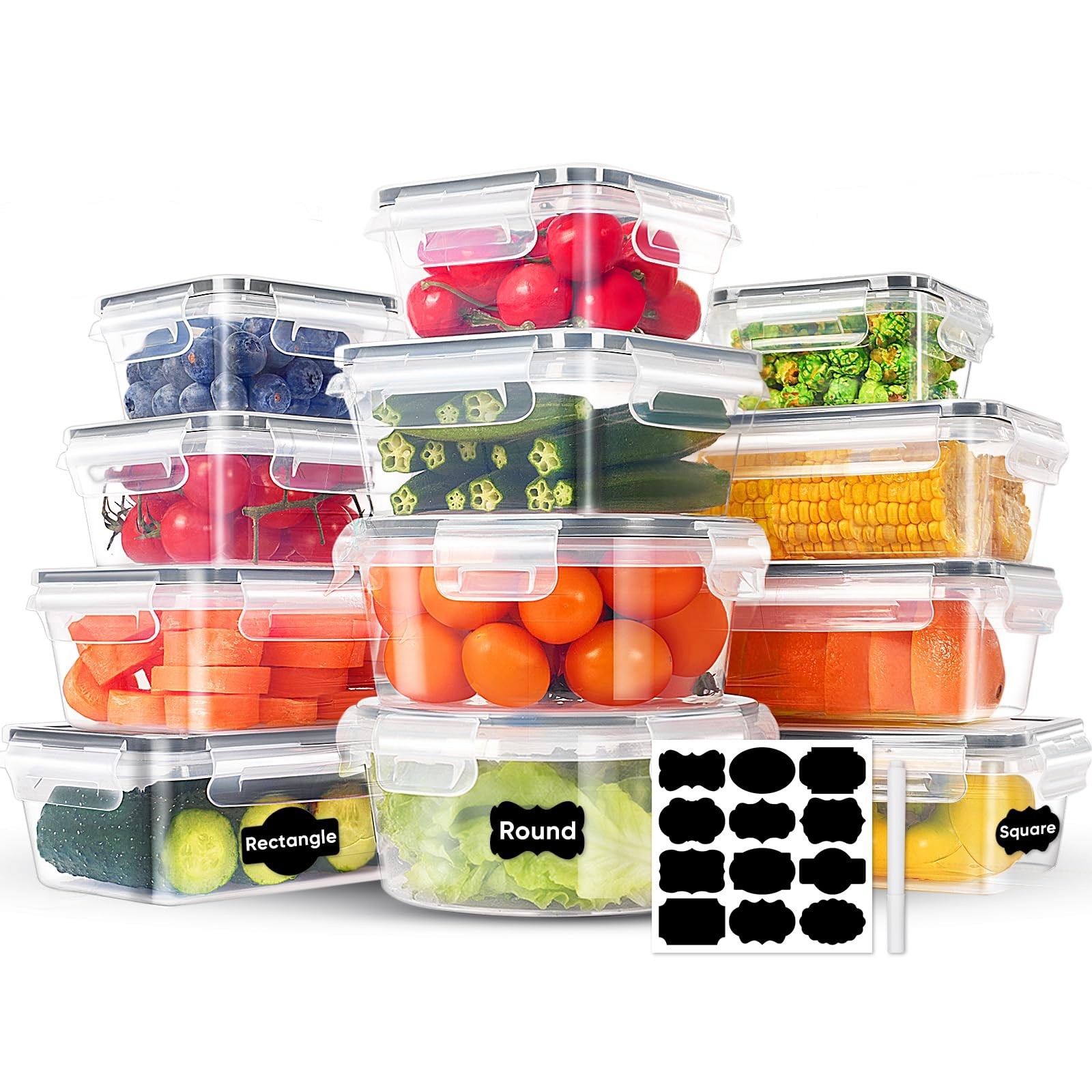 24-Piece BPA-Free Food Storage Set – Airtight Meal Prep Containers, Leakproof, M