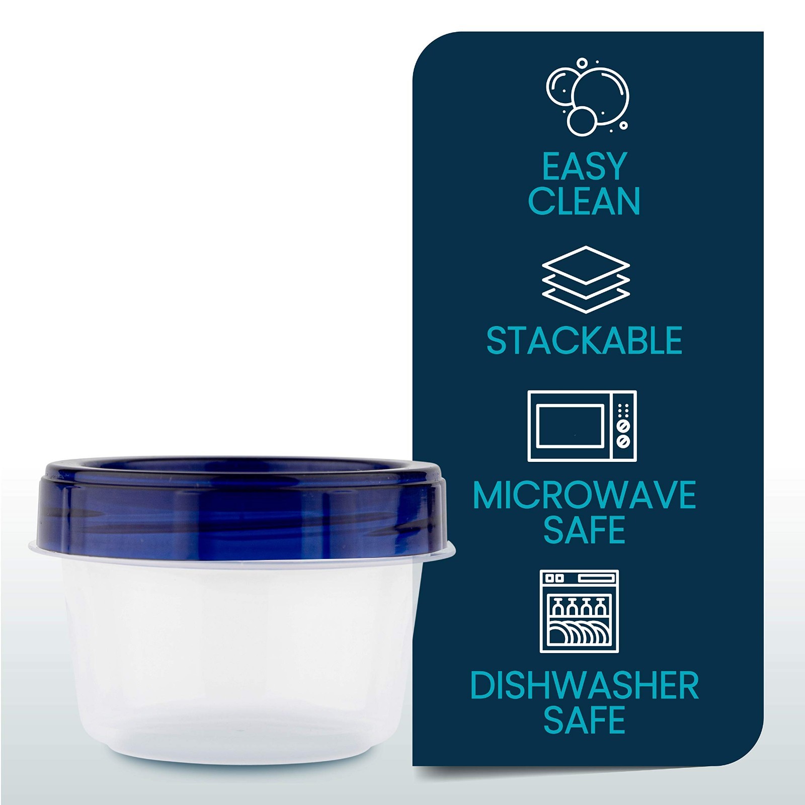 4 oz Twist Top Deli Containers – 12 Pack, Clear Bottom, Blue Lids, Reusable, Sta