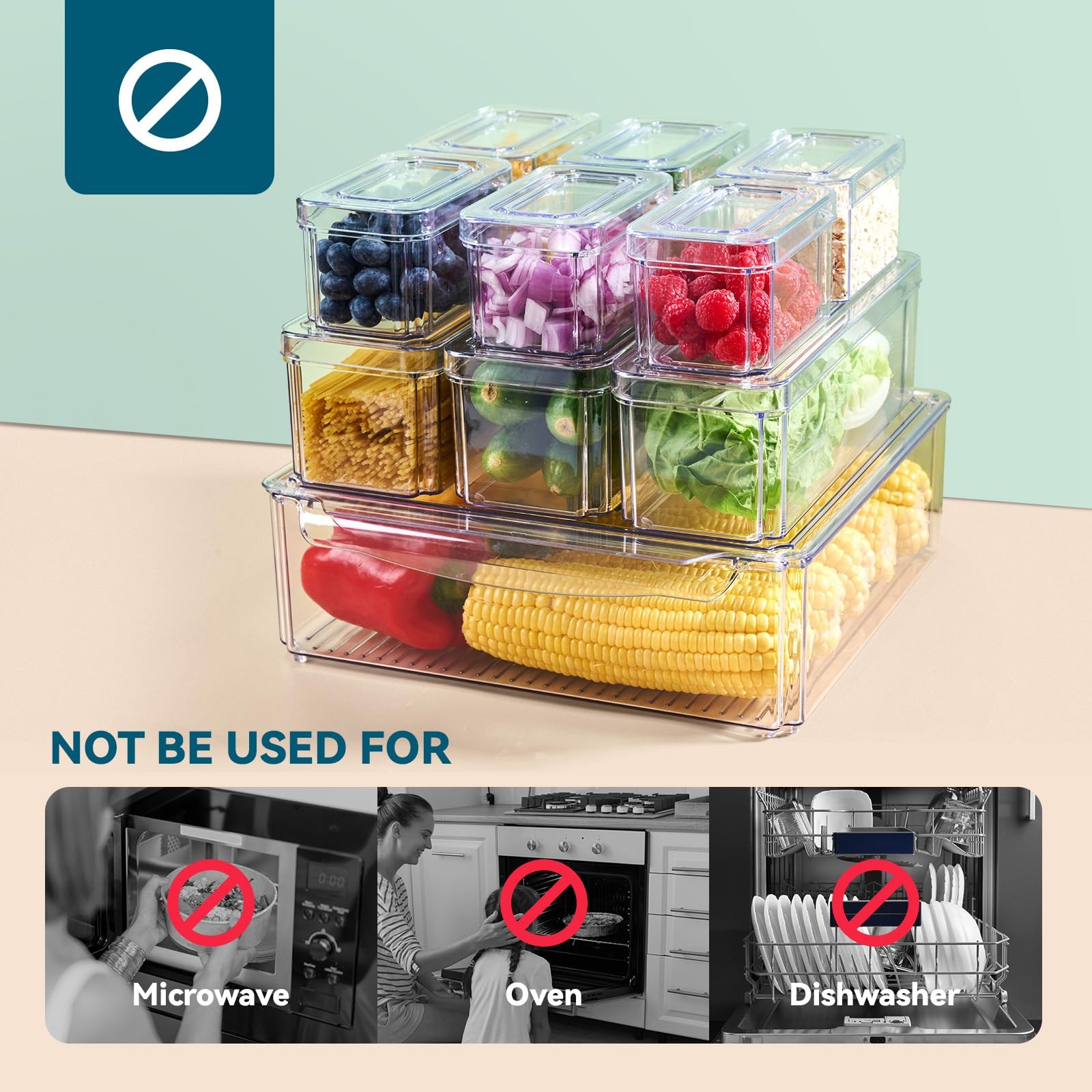 Luckore 10 Pack Clear Fridge Organizer, Stackable Refrigerator