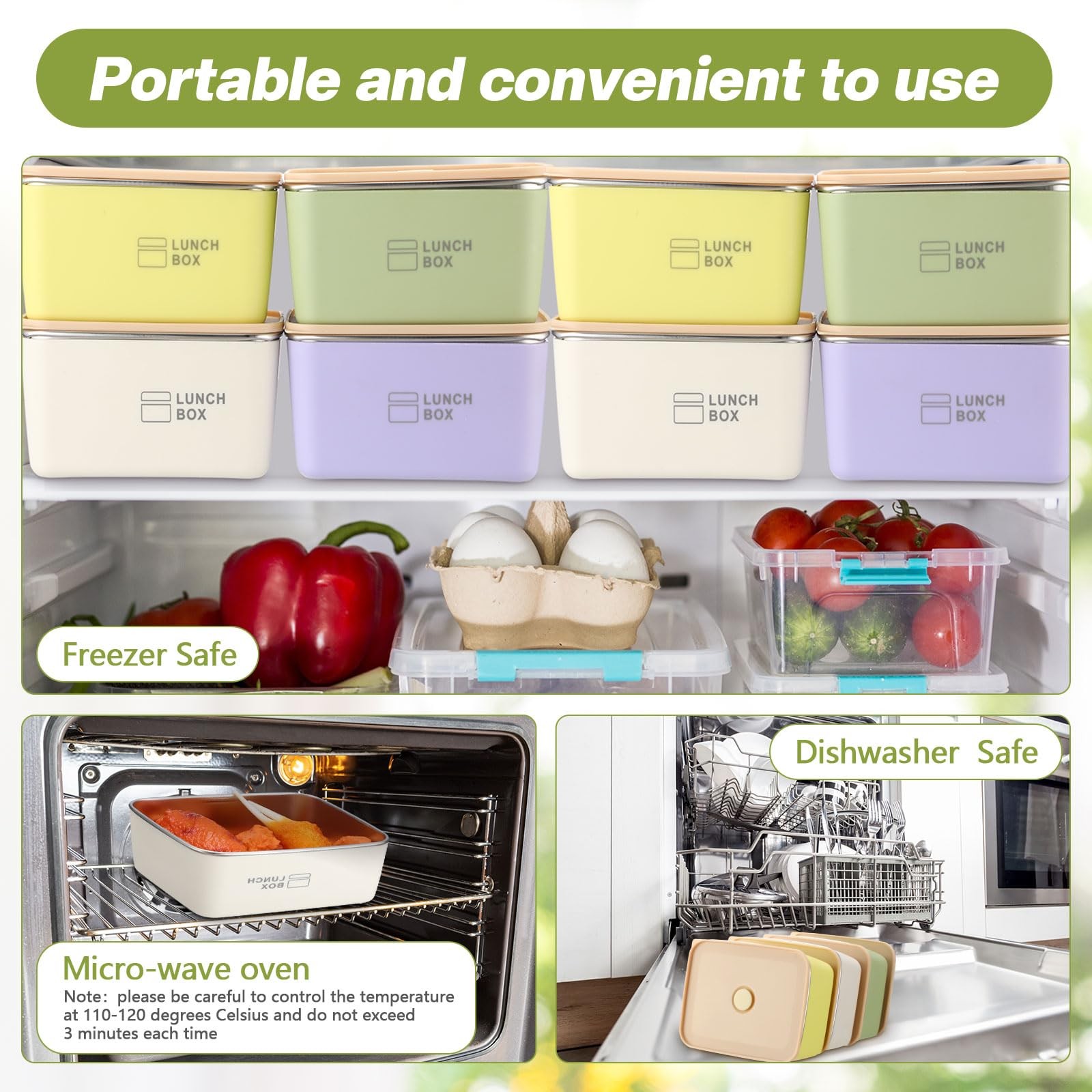 8 Pcs Stainless Steel Food Storage Containers with Lids 20 oz Metal Snack Con…