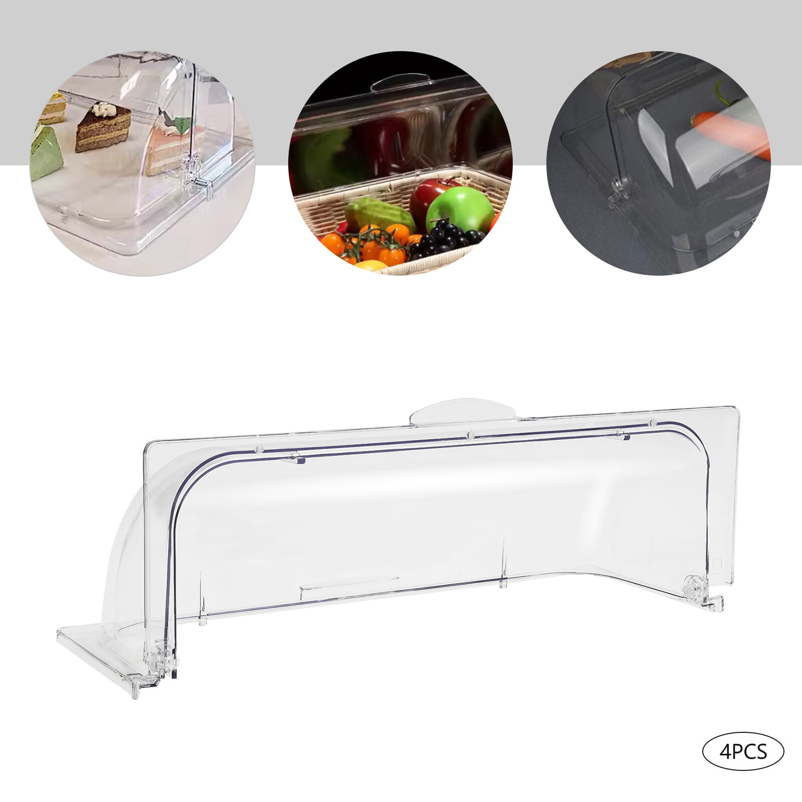 4 Pack Clear Roll Top Food Proof Cover Cover Chafing Dish Clear Display Cover