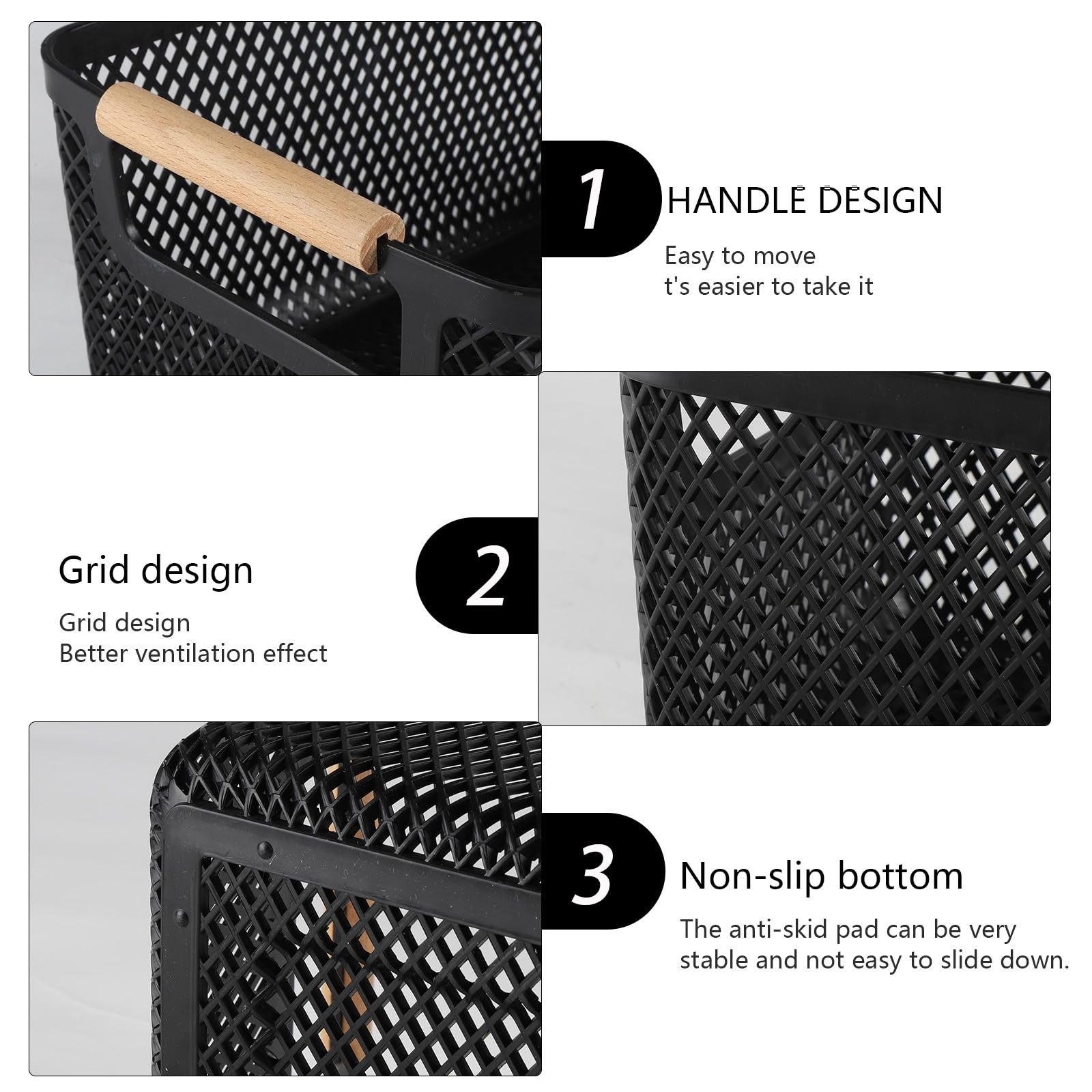 Onion and Potato Storage Baskets,A set of 2 Wooden Handle storage Basket Stac…