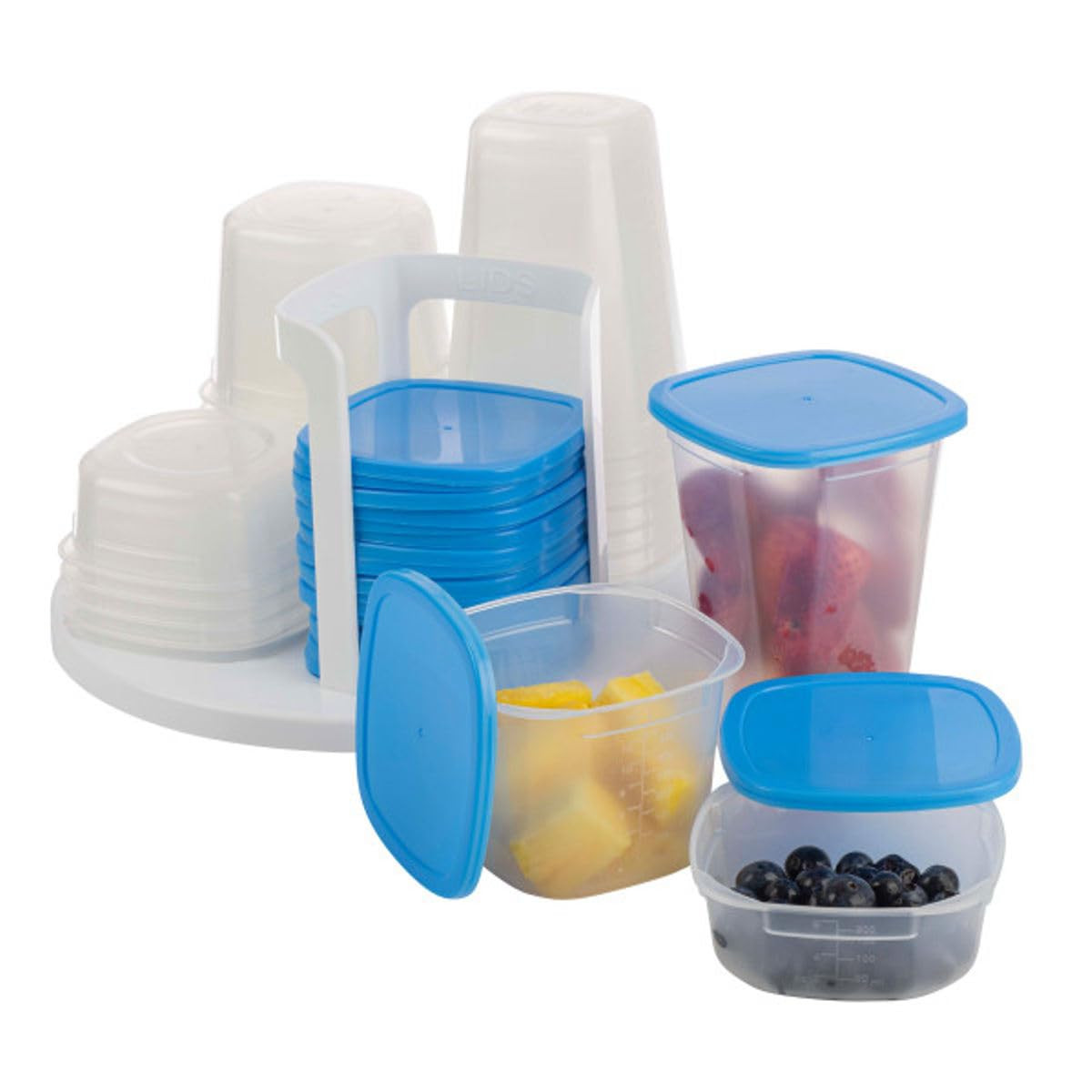 49 Piece Kitchen Containers Storage Set – 24Oz, 16Oz, and 8Oz Plastic Food Stora