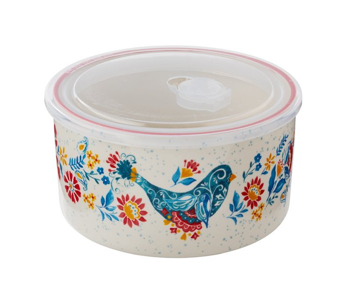 Pioneer Woman ~ Stoneware Food Storage Container ~ Mazie Pattern ~ Large