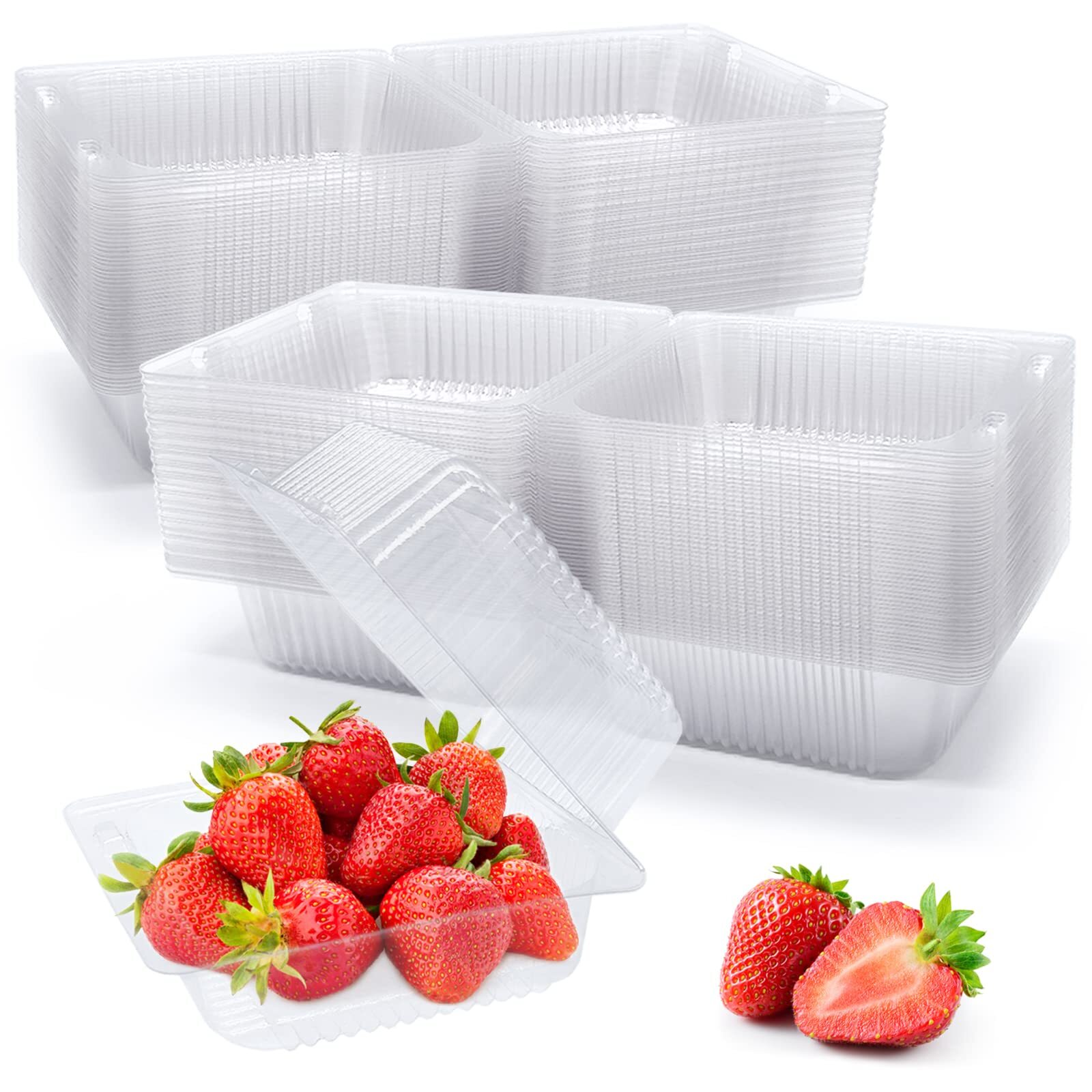 100 Pack Clear Plastic Take Out Container Hinged Food Clamshell Box with Lids