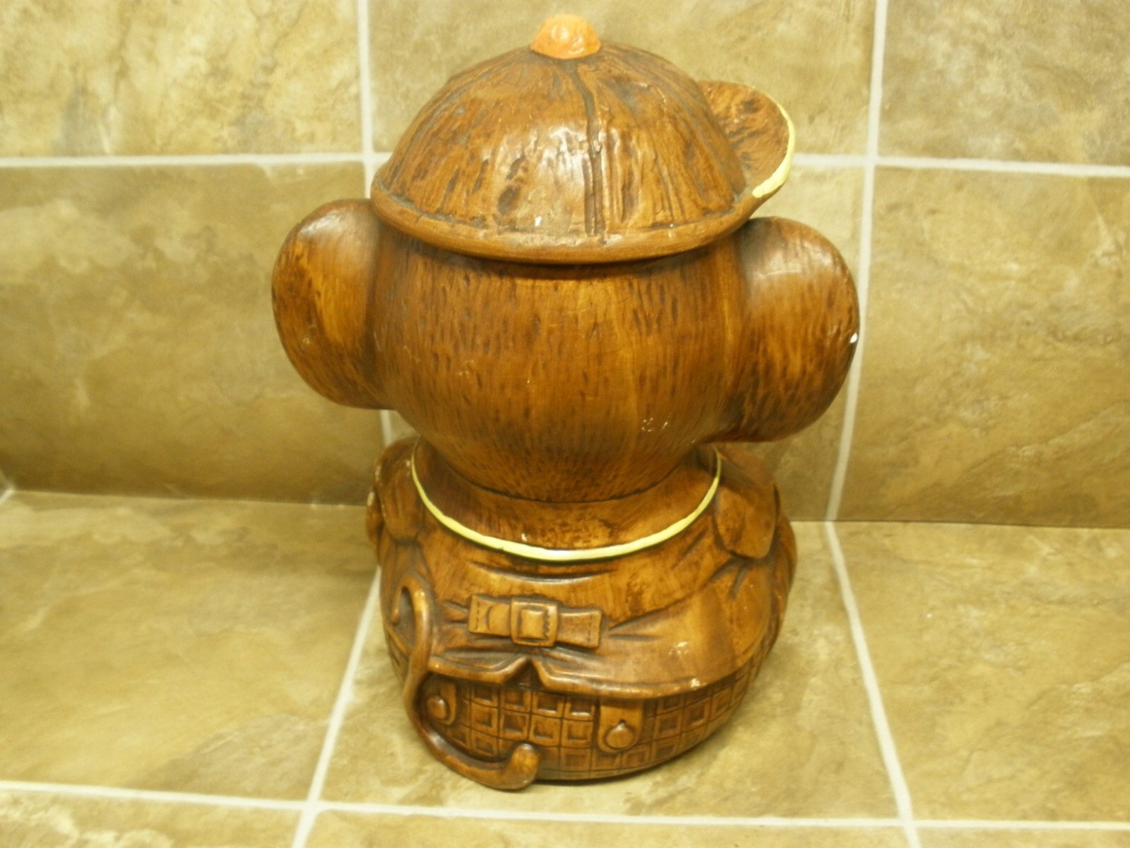 Vintage Cute Brown Mouse Cookie Jar – Treasure Craft – Orange Airplane