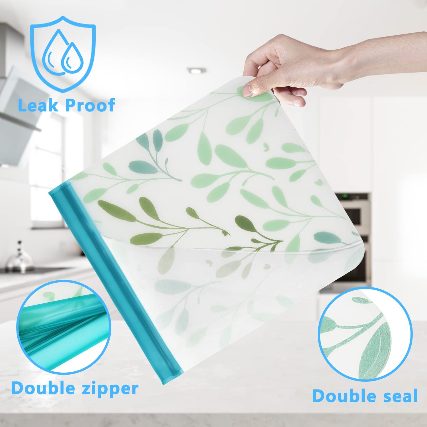 10 Pack Dishwasher Safe Reusable PEVA Food Storage Bags, 10 packs, 10Pack