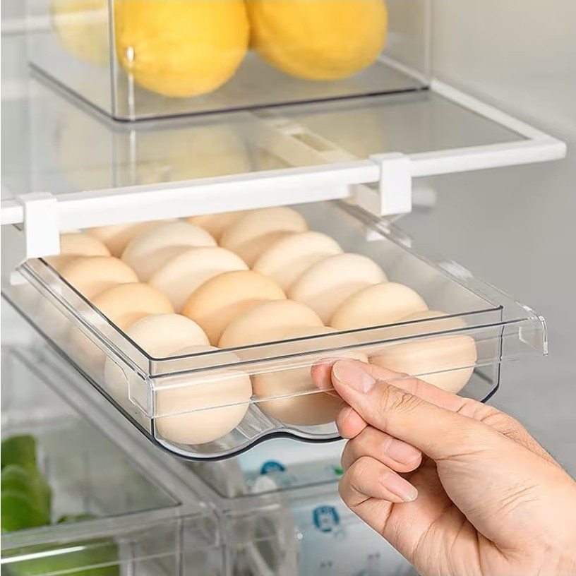 Egg Holder for Refrigerator, Fridge Egg Storage Tray, Clear Plastic Egg…