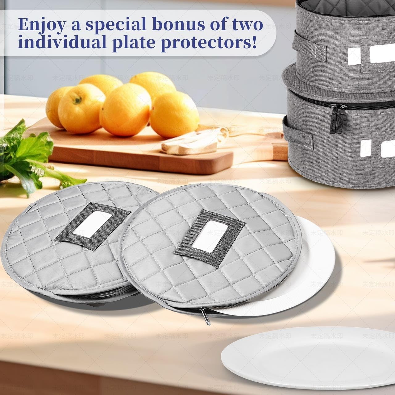 LUXULA China Storage Containers for 12 Place Setting with Two Plate Bags, 5 Pcs