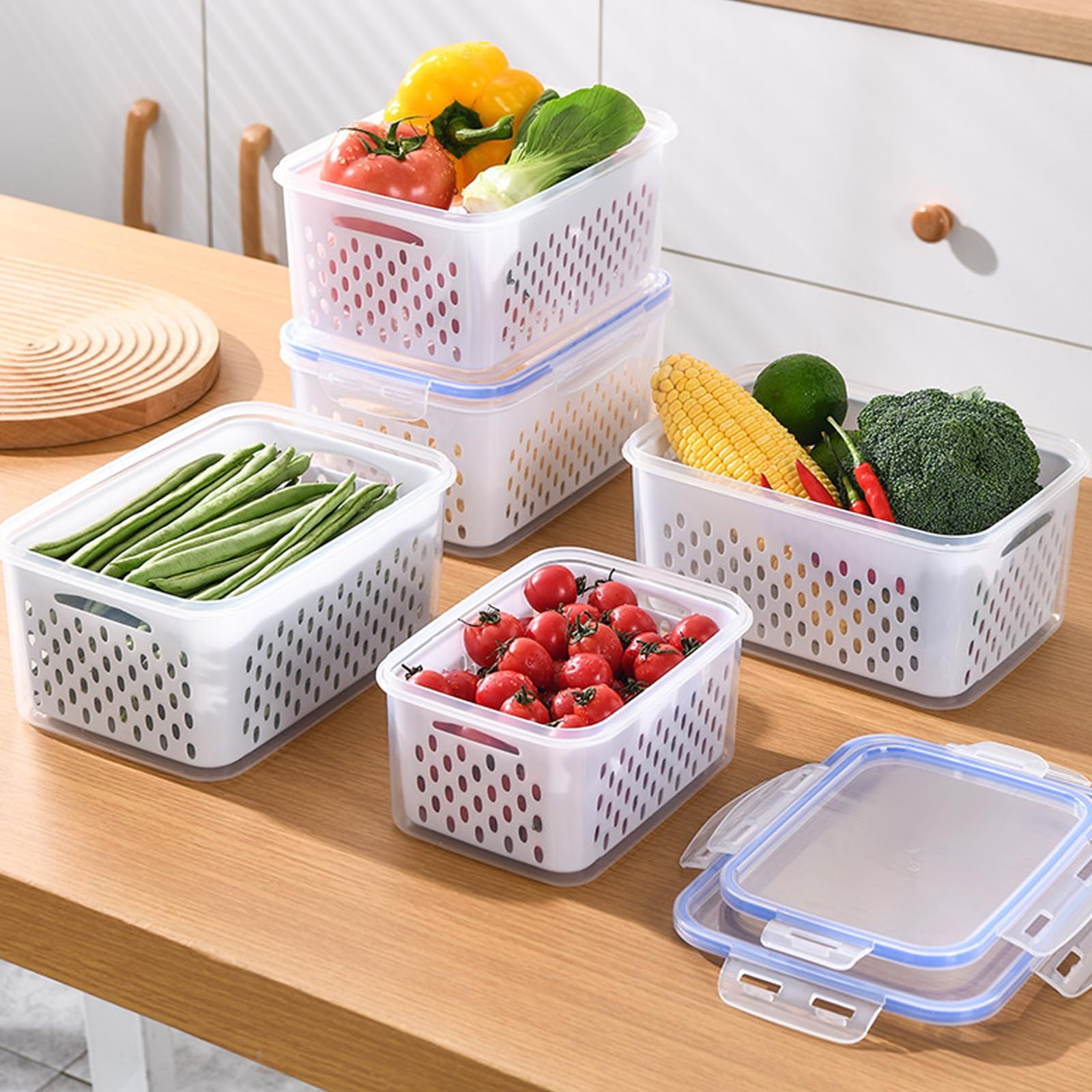 3 PCS Fruit Storage Containers for Fridge Food Berry Storage Container Set with