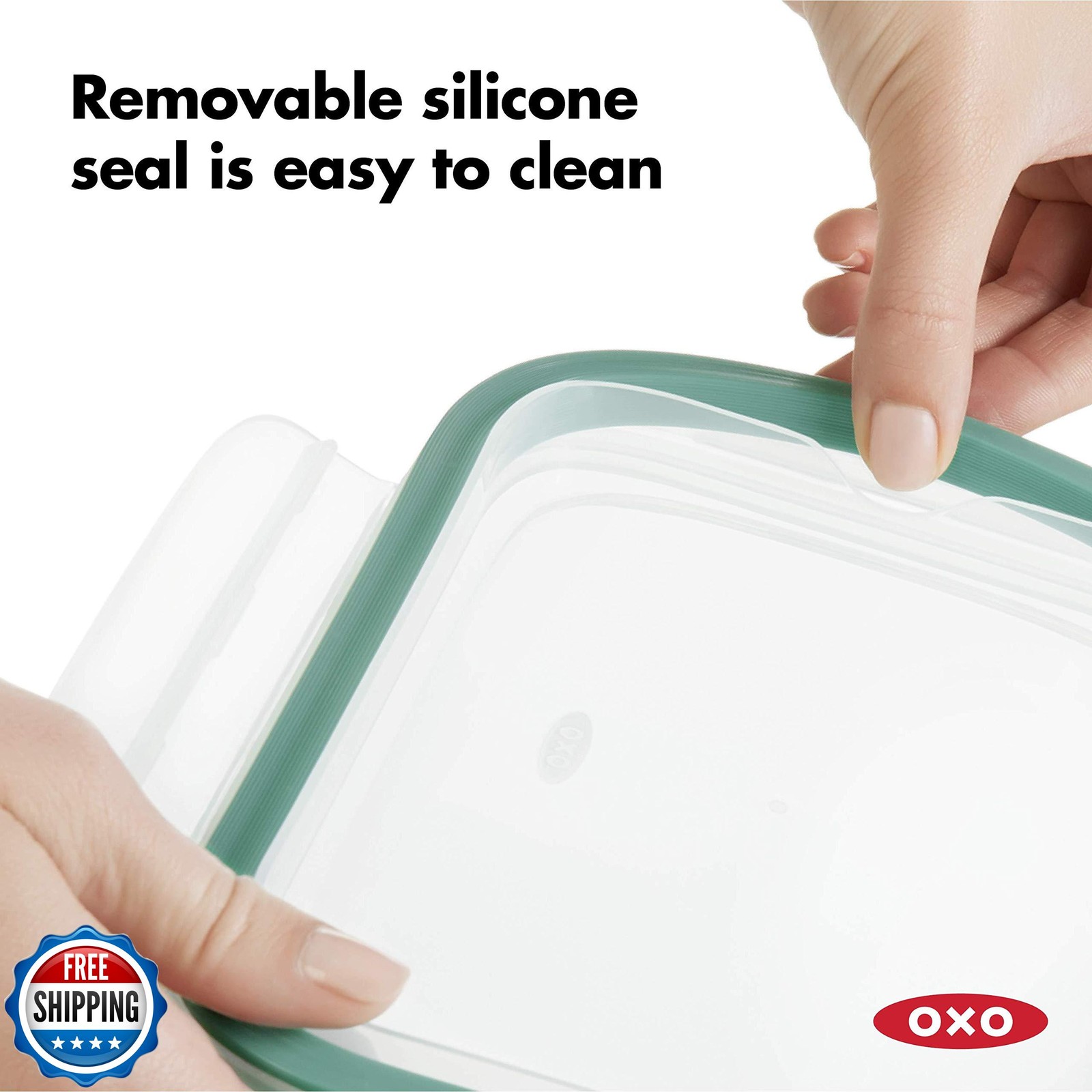 OXO Good Grips 8 Cup Smart Seal Airtight Glass Rectangle Containe