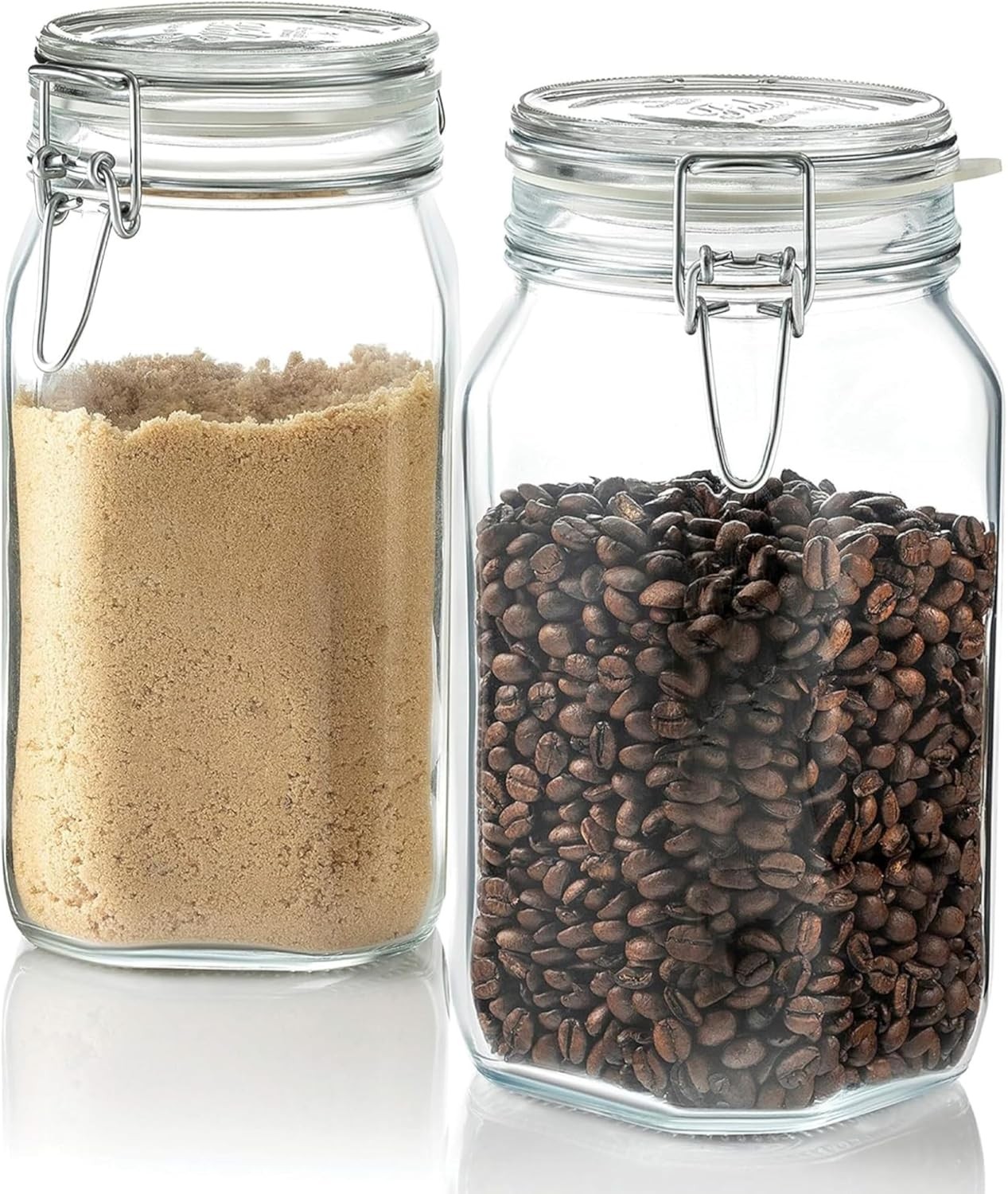 Fido Glass Jars – 50.75 oz Large Airtight Container with Clamp Lids & Rubber