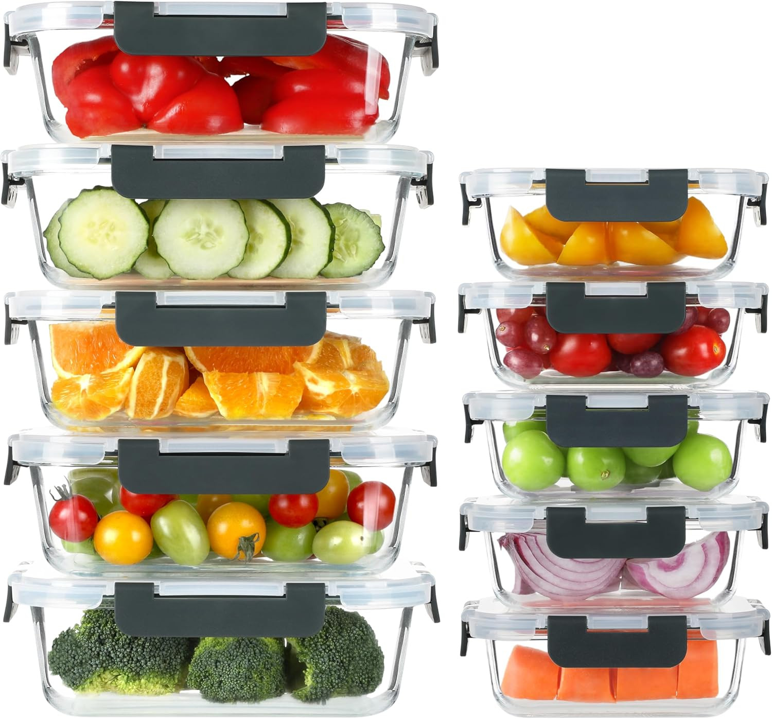 10 Pack Glass Meal Prep Containers, Glass Food Storage Containers with Lids, Air