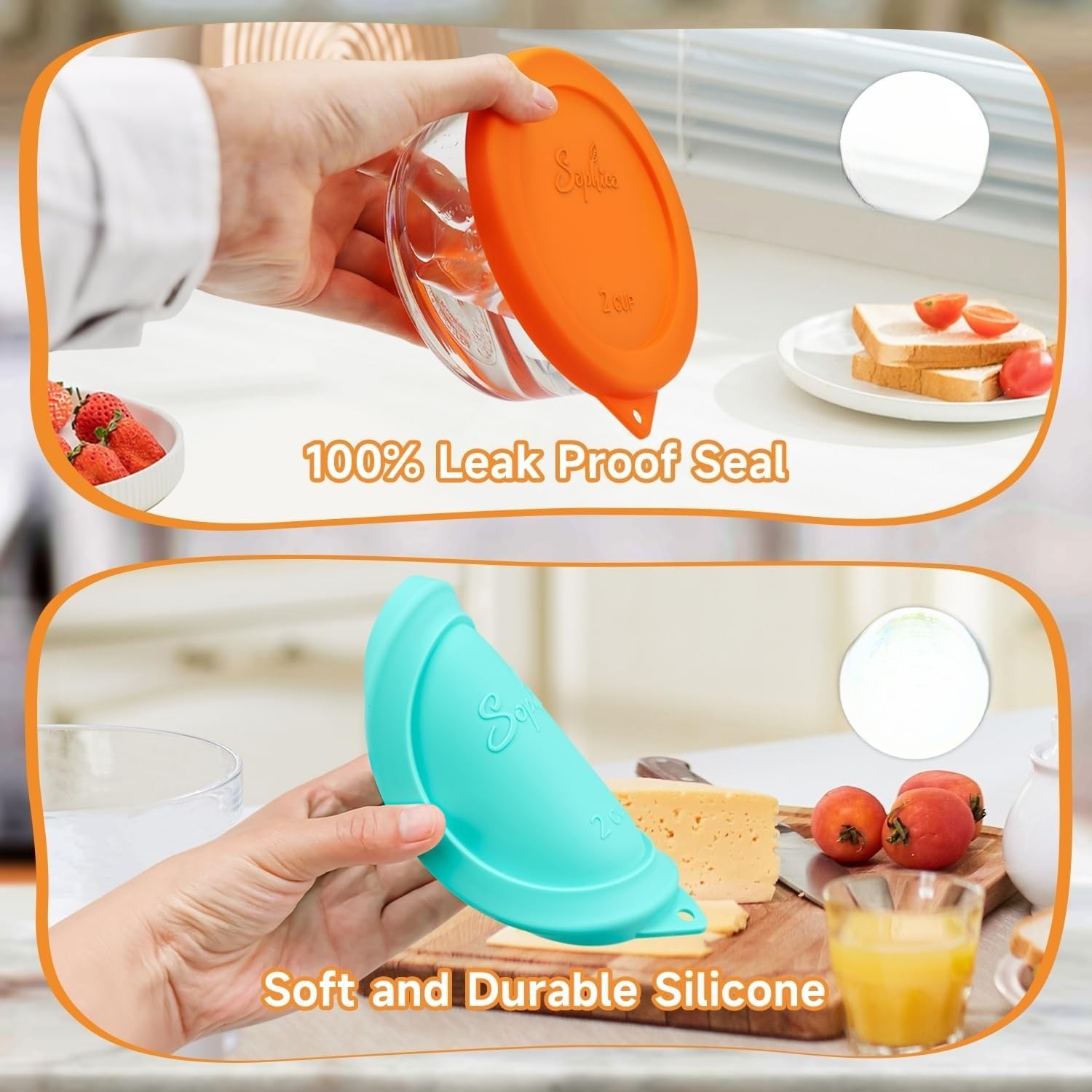 2 Cup Round Silicone Storage Cover Lids Replacement for Anchor Hocking Pyrex