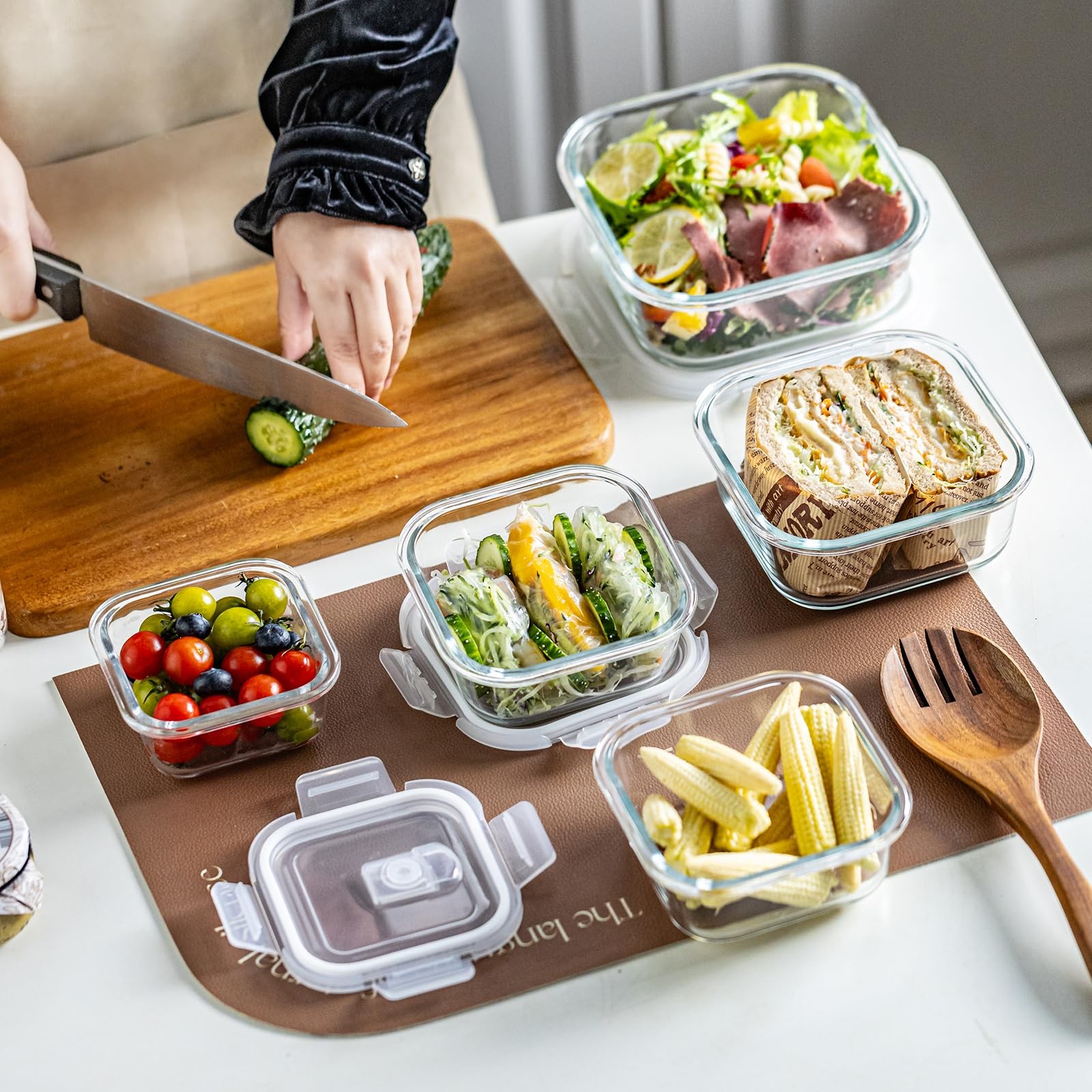 Airtight Glass Food Storage Containers with Lids (4-Piece Set) – Leakproof BP…