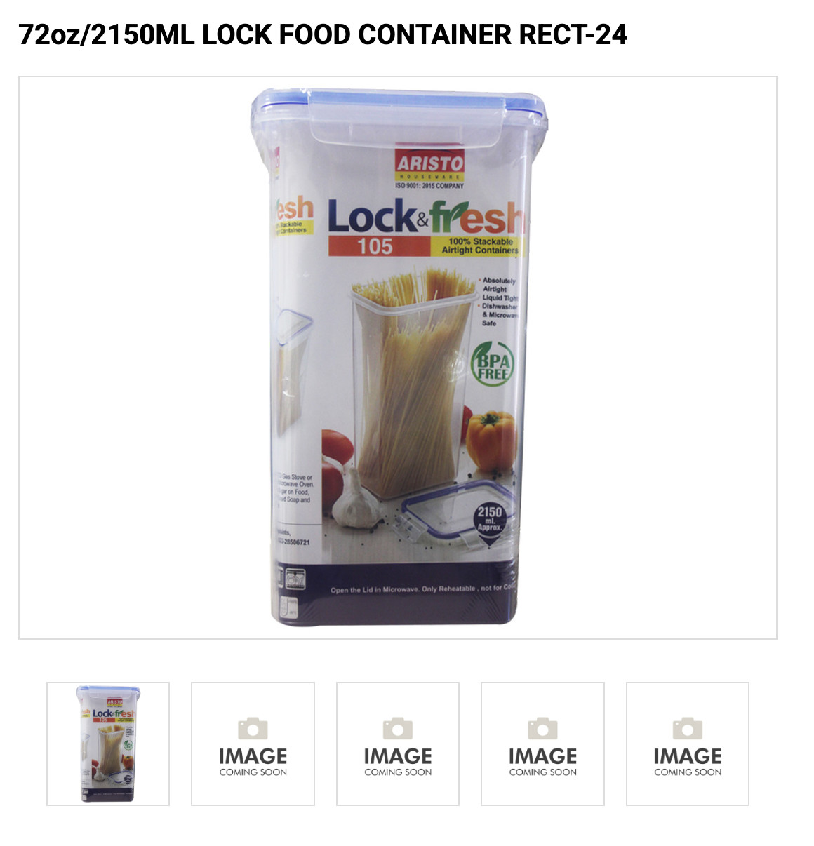2PCS 72oz/2150ML LOCK FOOD CONTAINER RECTANGLE