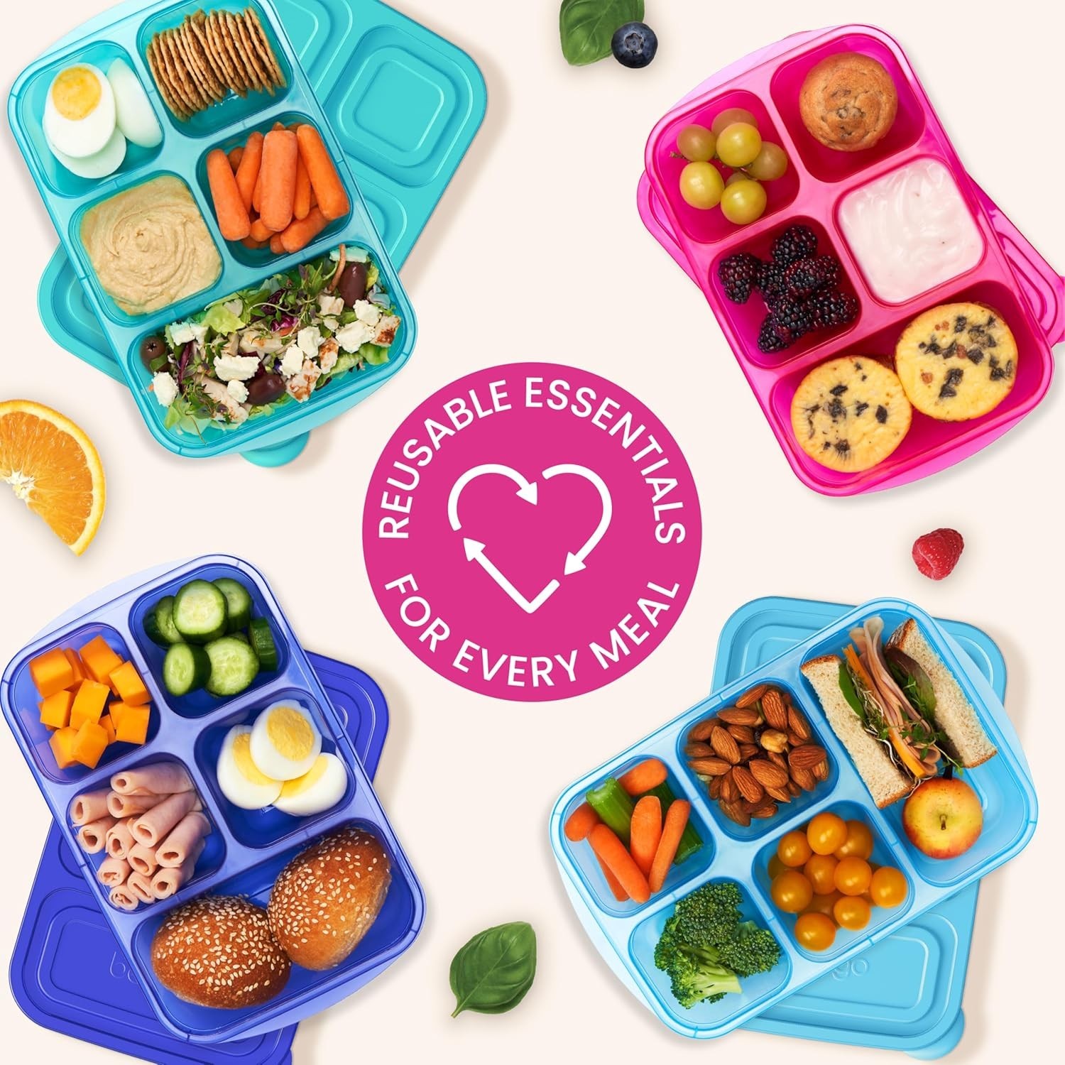 Food Storage Containers Set 8 pcs Reusable BPA-Free Stackable Lunch Boxes